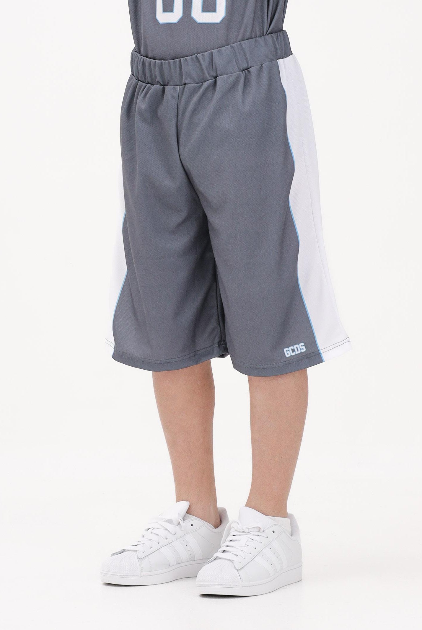 GCDS Shorts grigio per donna, ragazzi e bambini con logo C1BJQL707J338 955A GCDS