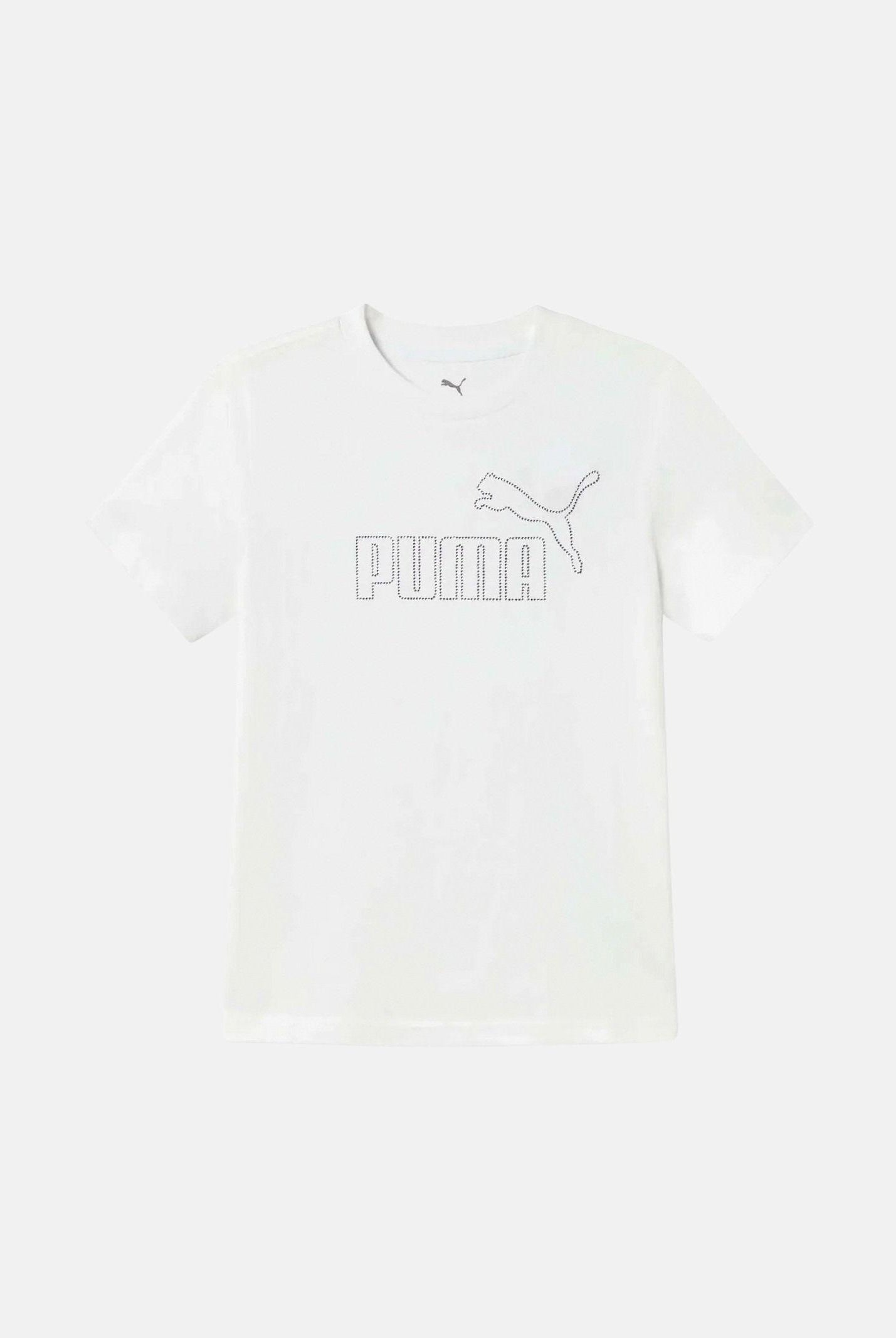 PUMA T-shirt a manica corta bianca da bambina con logo in strass 693852 02 PUMA