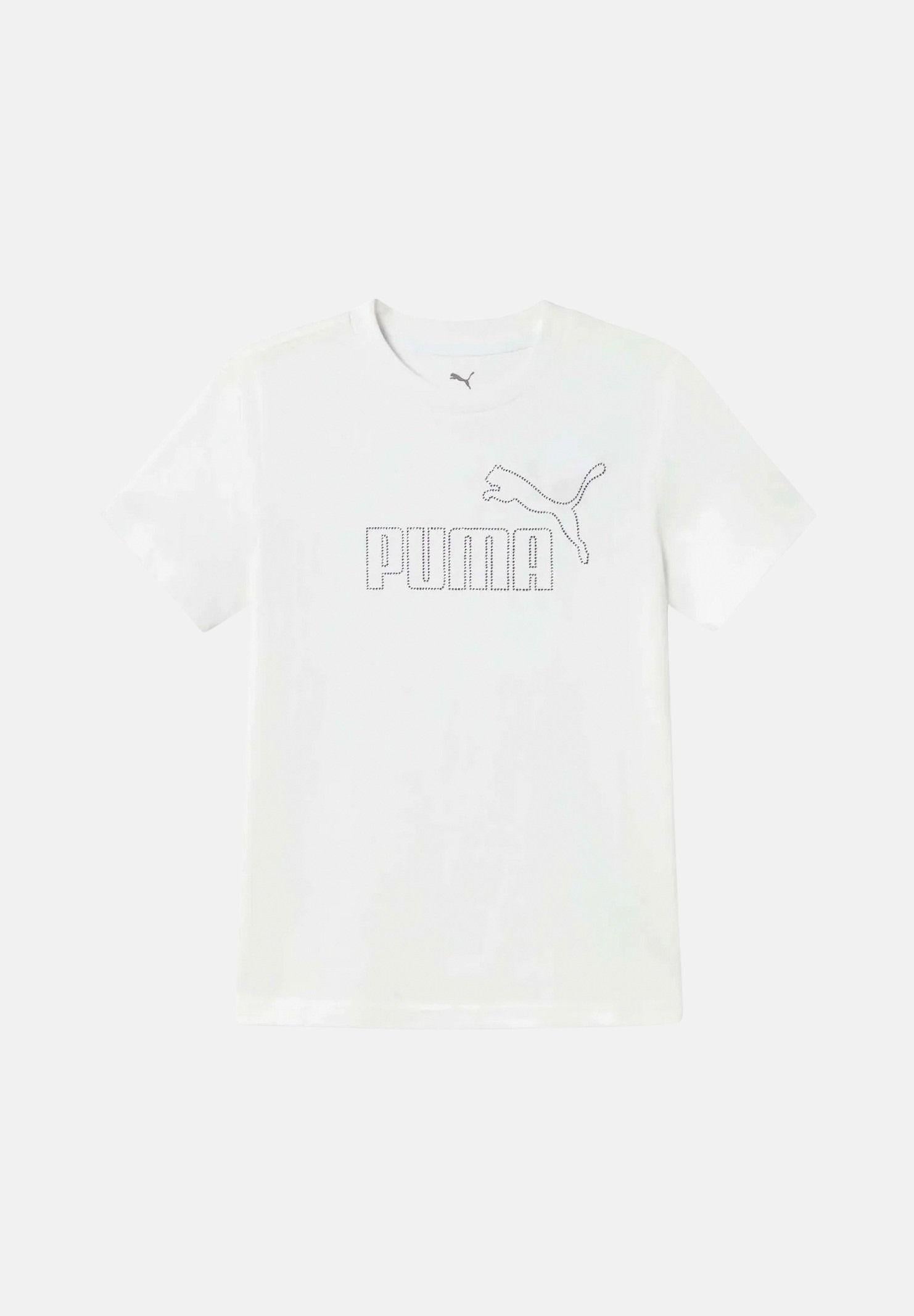 PUMA T-shirt a manica corta bianca da bambina con logo in strass 693852 02 PUMA