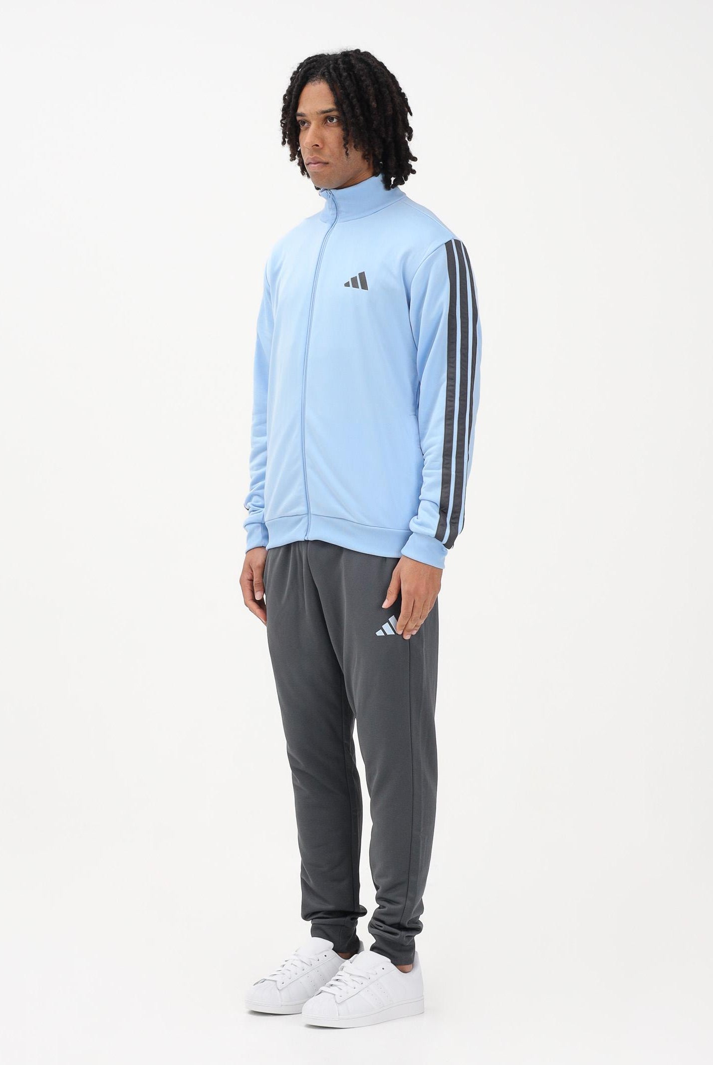 ADIDAS PERFORMANCE Tuta French Terry 3-Stripes celeste e grigia da uomo KC1363 . ADIDAS PERFORMANCE