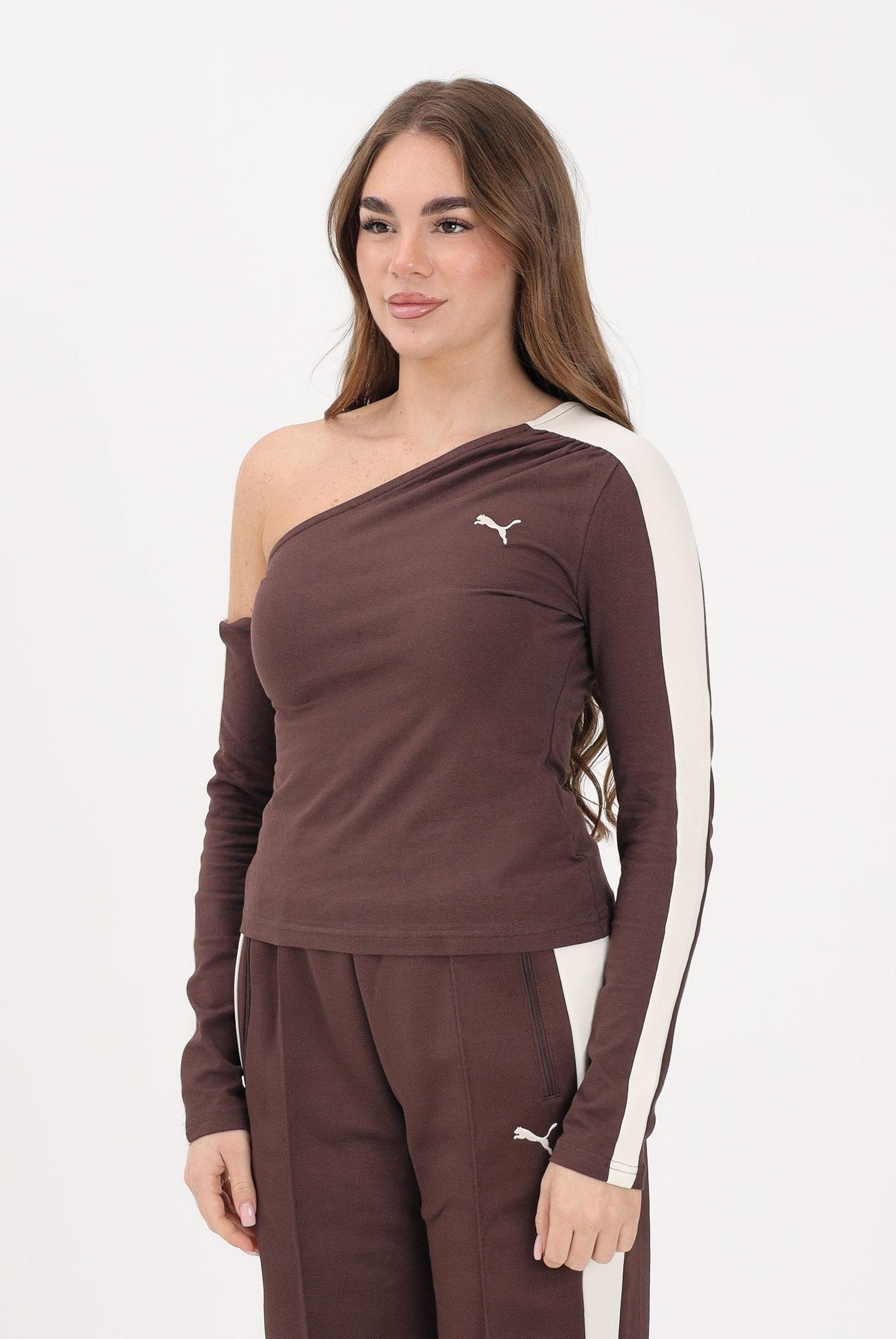PUMA Top asimmetrico T7 marrone da donna 634623 13 PUMA