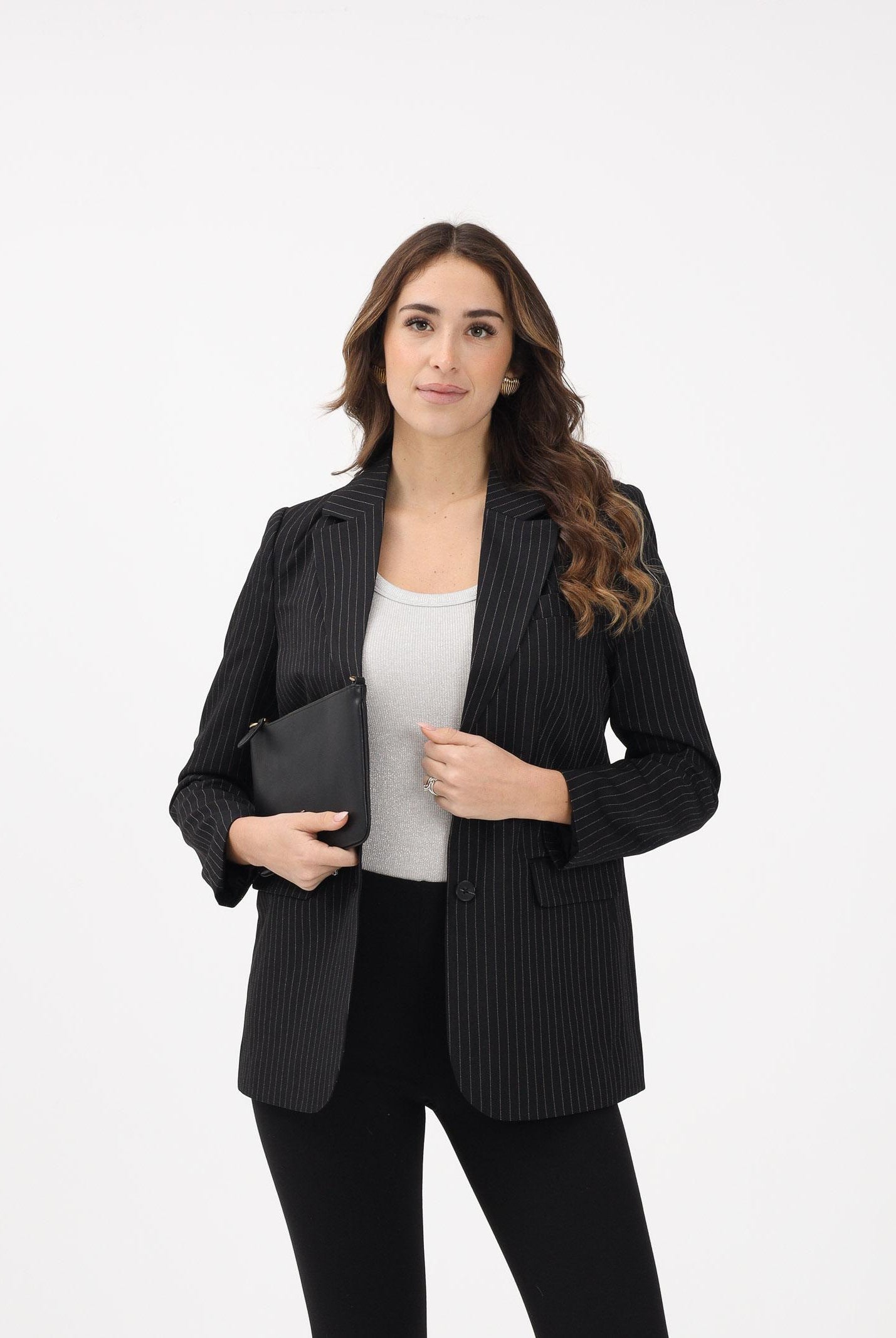 ONLY Giacca Reina nera da donna con motivo gessato 15311367 BL ONLY