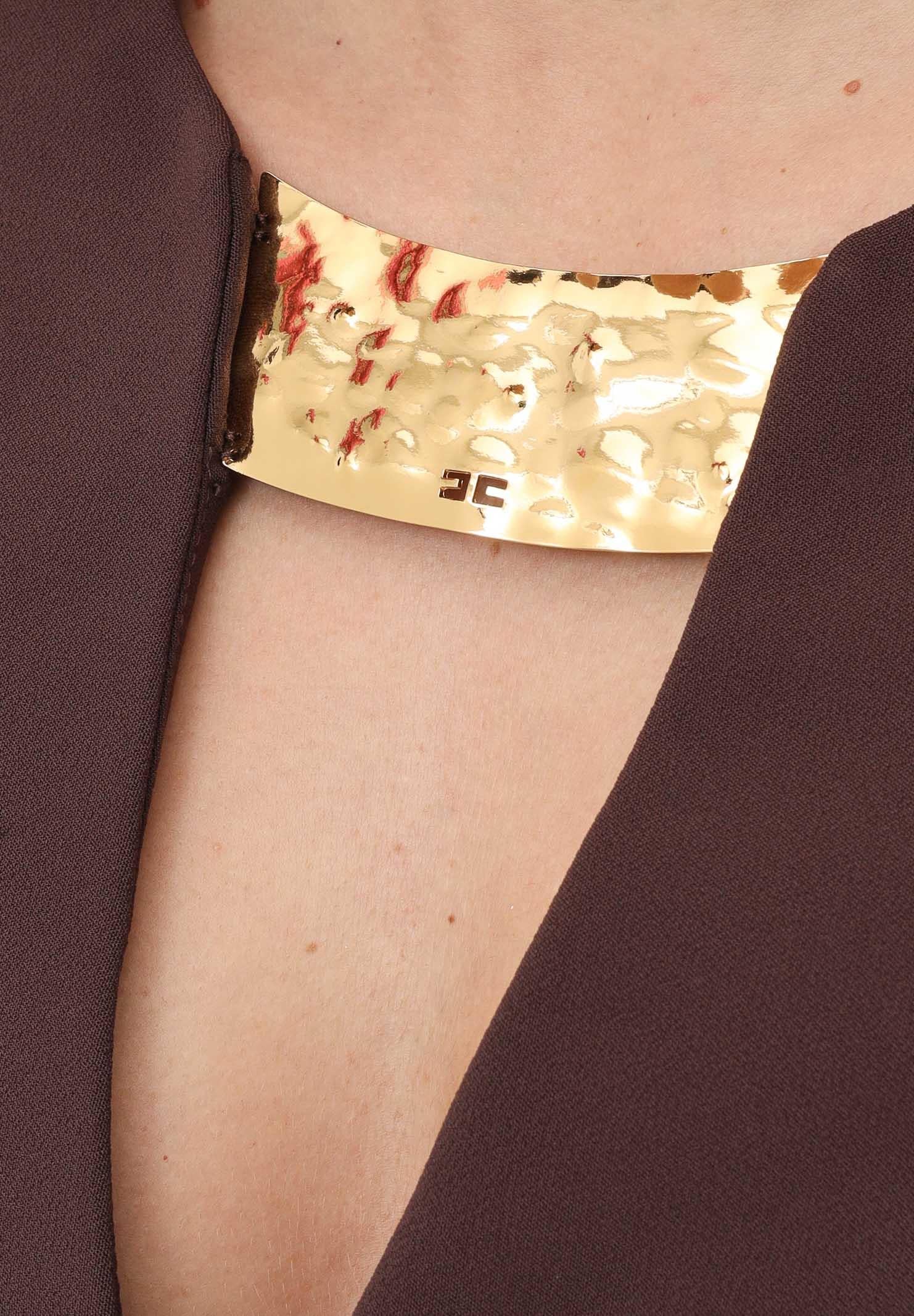 ELISABETTA FRANCHI Top elegante marrone da donna con scollo gioiello TO05061E2 644 ELISABETTA FRANCHI