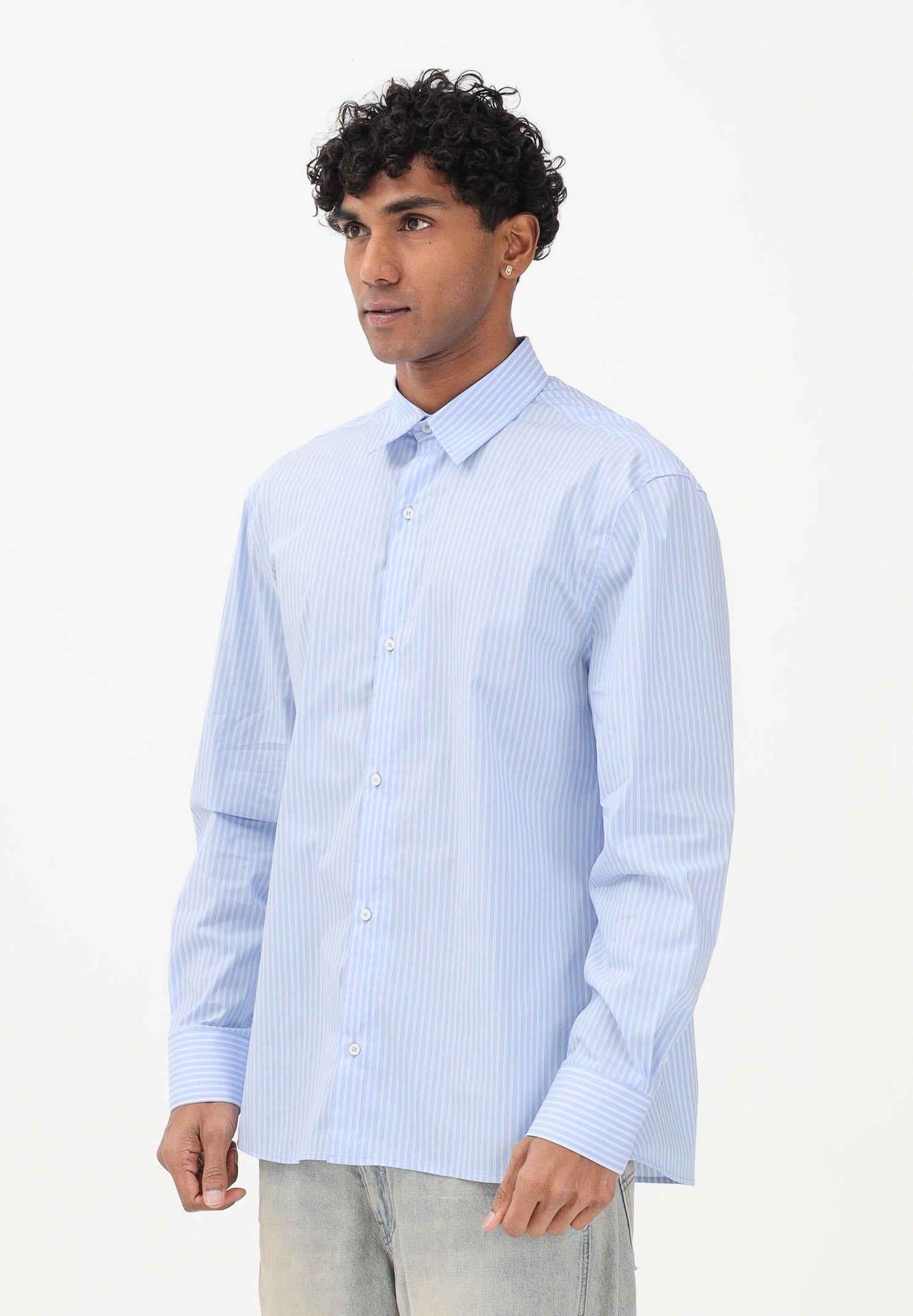I'M BRIAN Camicia a manica lunga azzurra da uomo con motivo a righe CA3630 CEL I'M BRIAN