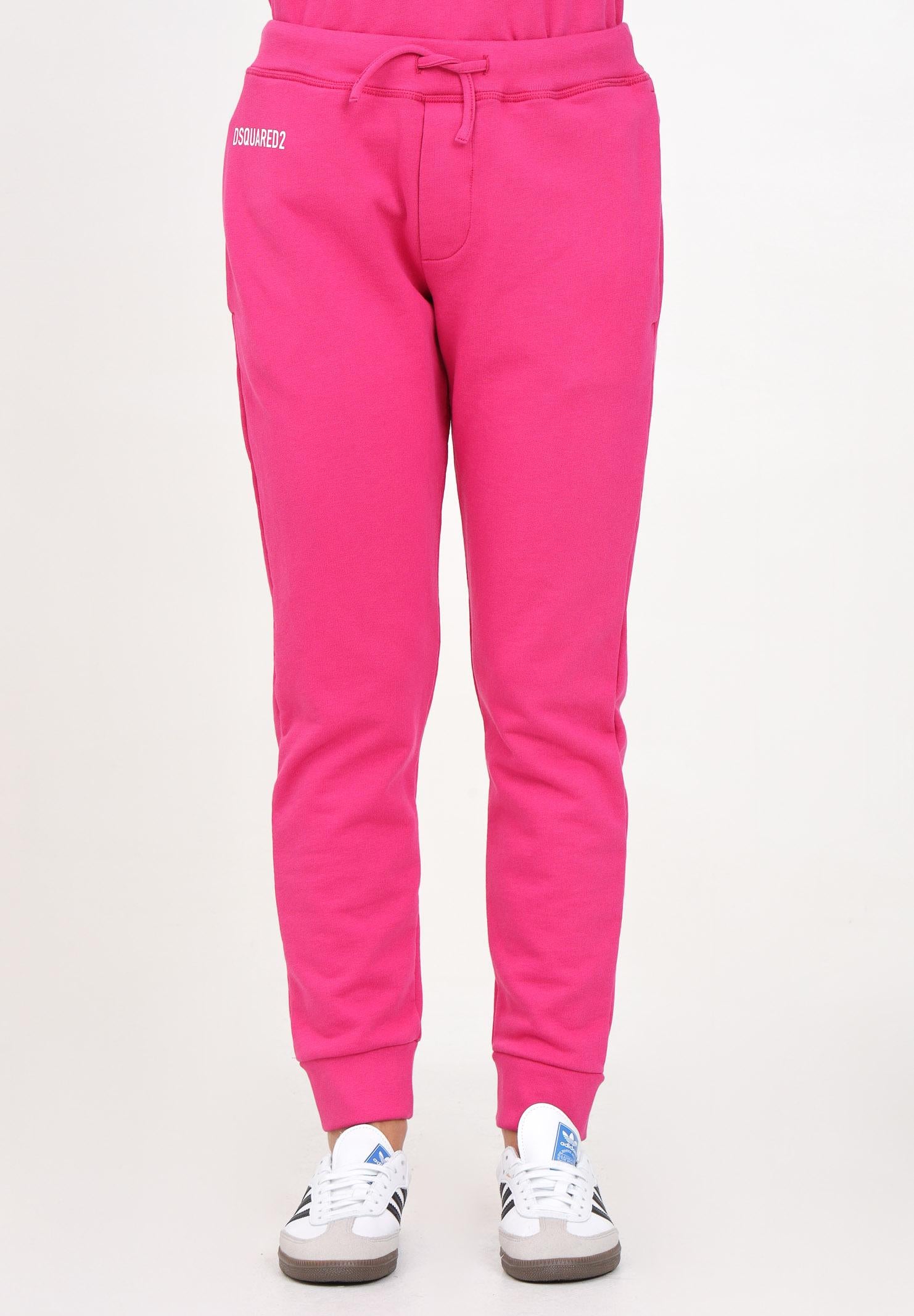 Pantalone sportivo fucsia per donna e bambina con stampa logo DQ2527D003G DQ313 DSQUARED2