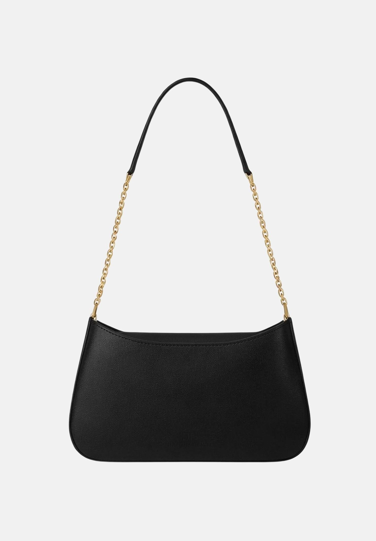 ELISABETTA FRANCHI Borsa a spalla nera da donna con dettaglio logo BS93A61E2 110 ELISABETTA FRANCHI