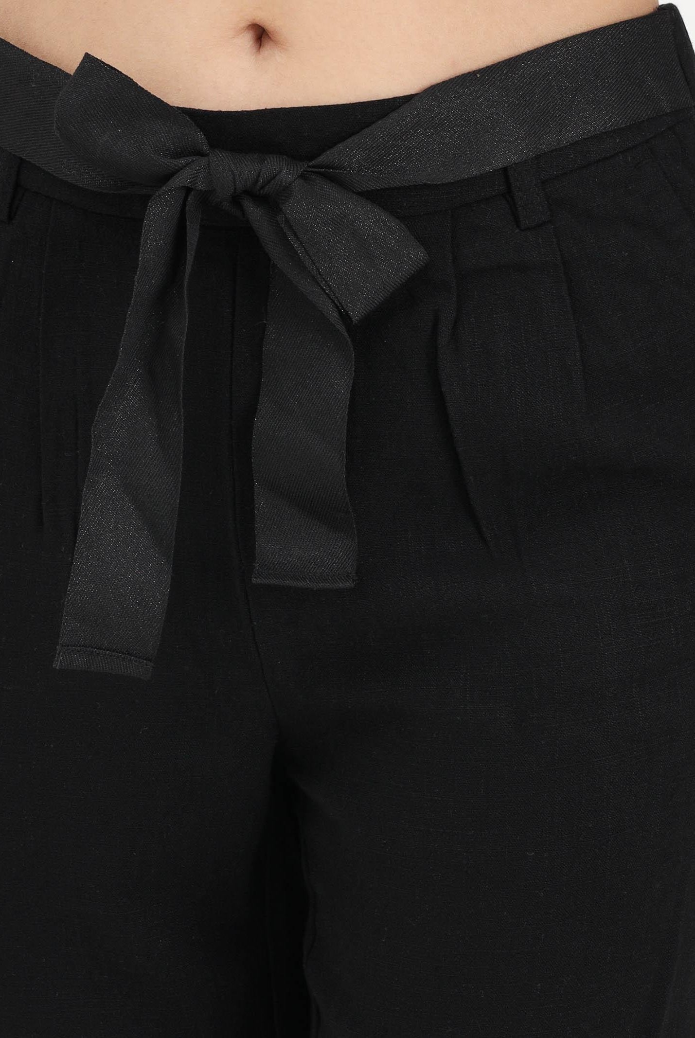 ONLY Pantalone nero da donna con cintura coordinata 15367751 BL ONLY