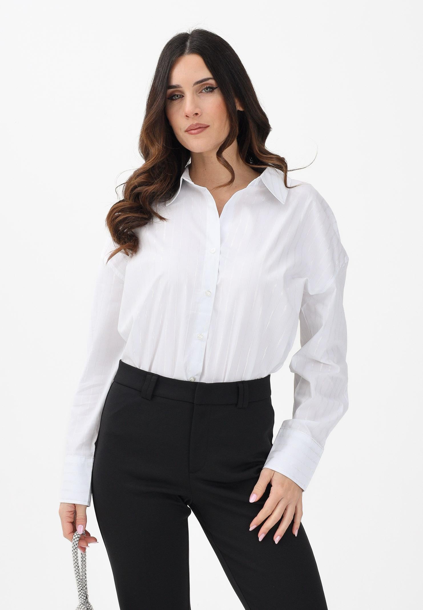 JDY Camicia a manica lunga bianca da donna con sottili righe verticali 15359455 WISI JDY