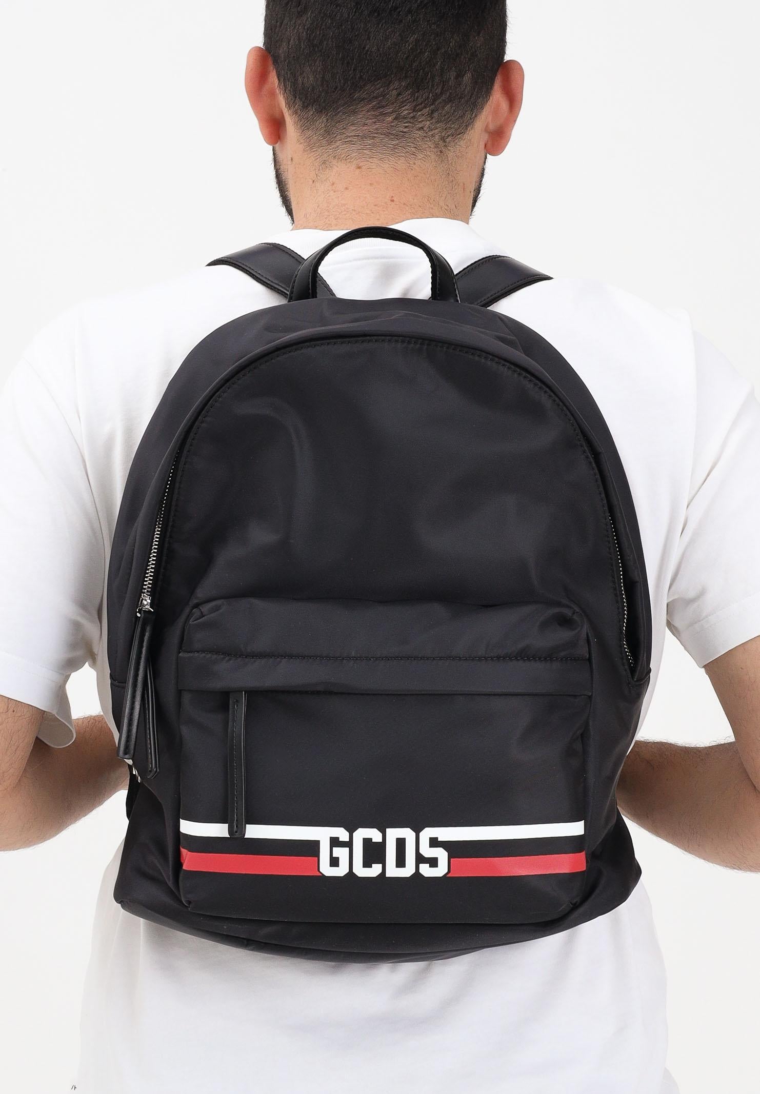 GCDS Zaino nero per uomo e donna con logo GCDSEB001 99 GCDS