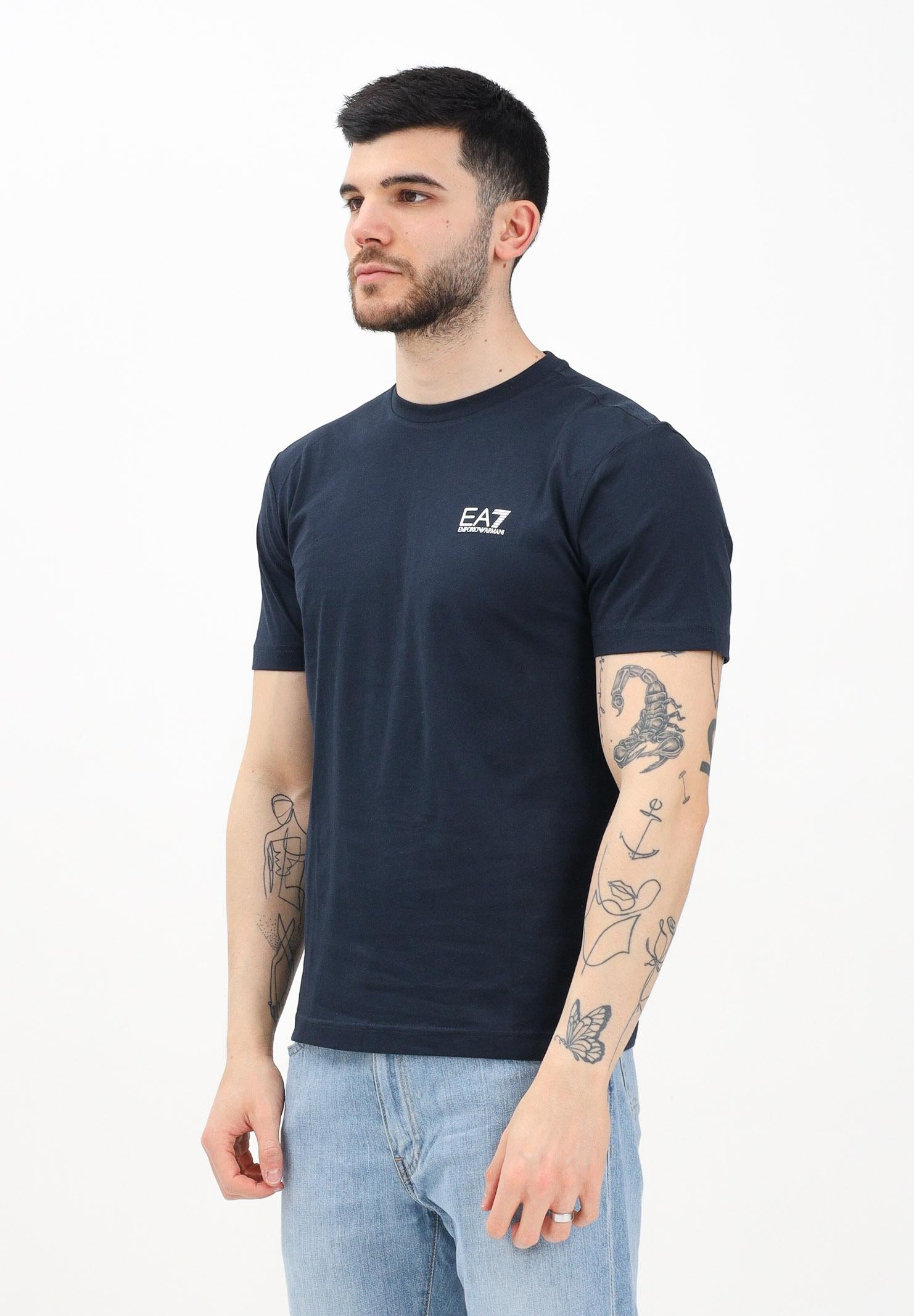 EA7 T-shirt a manica corta blu da uomo con stampa logo 8NPT25PJVPZ 1562 EA7