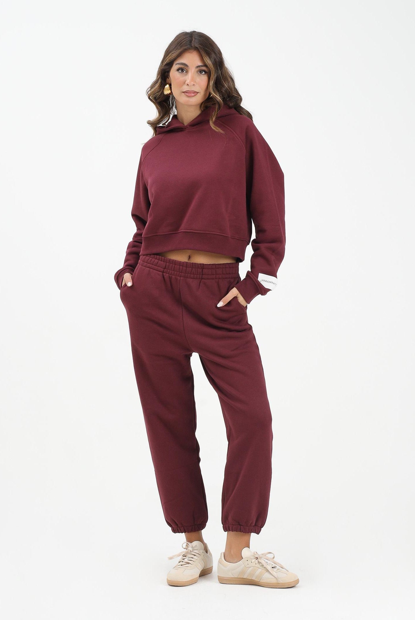 HINNOMINATE Pantalone sportivo bordeaux da donna con logo HMABW01953 RS02 HINNOMINATE