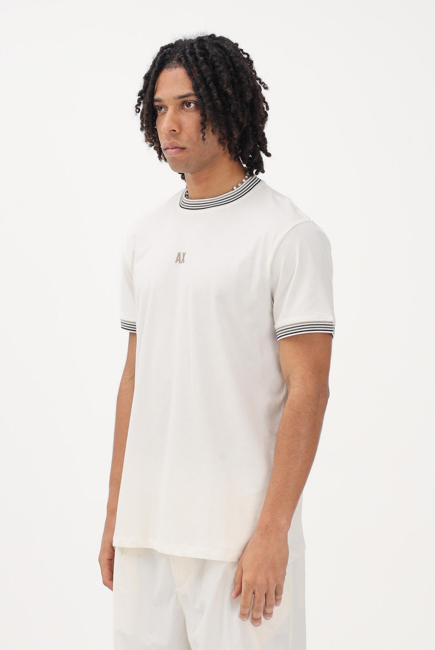ARMANI EXCHANGE T-shirt a manica corta panna da uomo con logo XM002451AF10356 U1074 ARMANI EXCHANGE