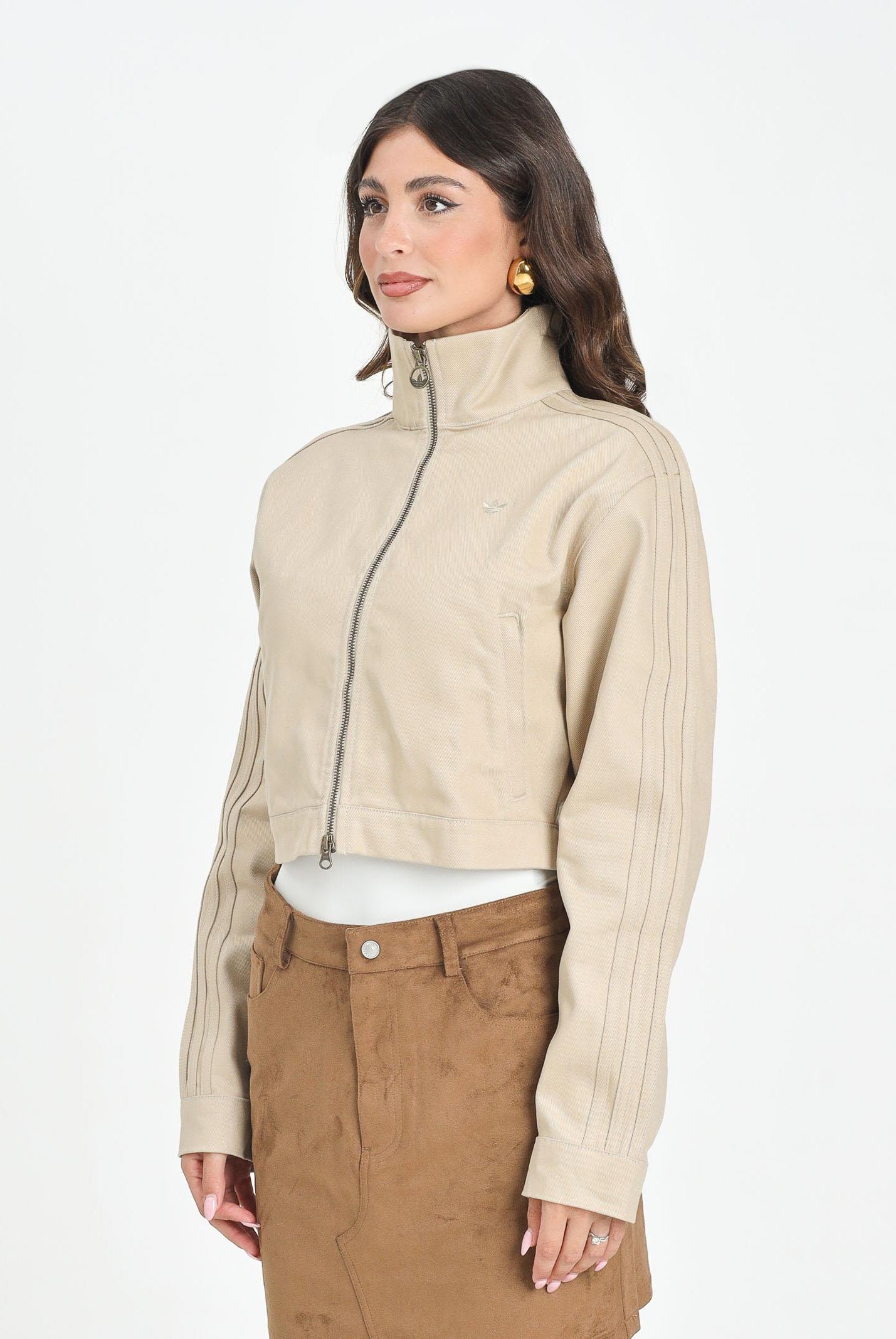 ADIDAS ORIGINALS Giubbotto Firebird Twill Crop in denim beige da donna JX7600 ADIDAS ORIGINALS