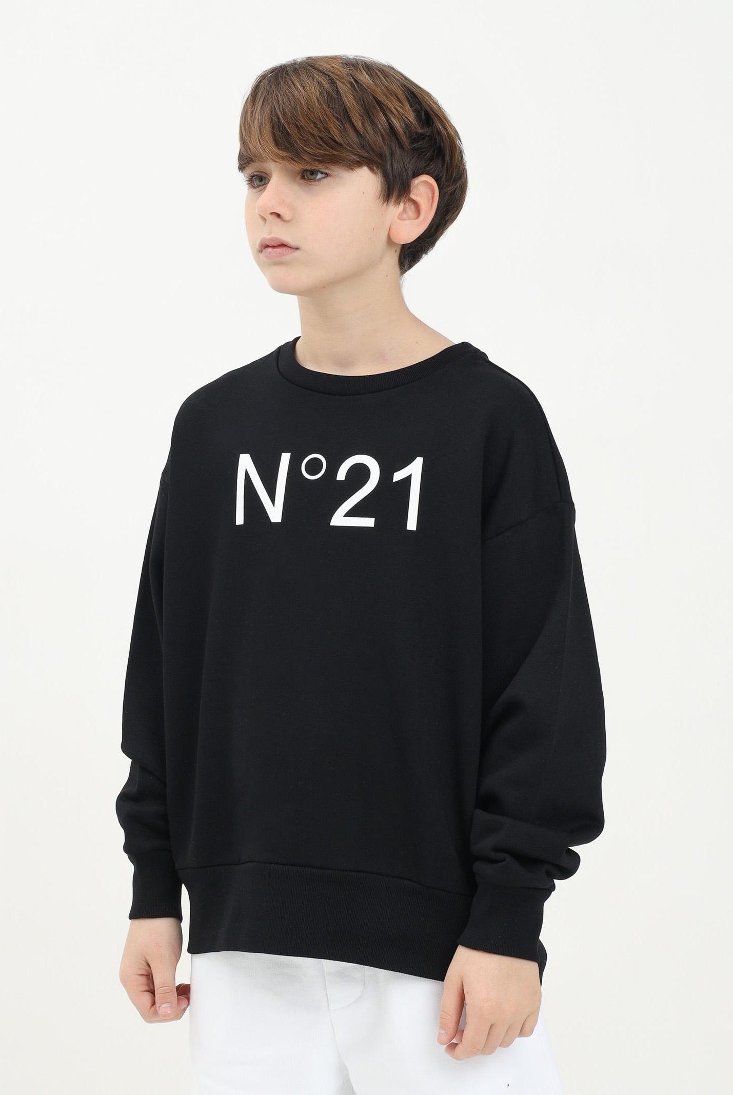 N21 Felpa girocollo nera per donna, ragazzi e bambini con il logo "N°21" stampato N21A23N0154 0NC16 N21