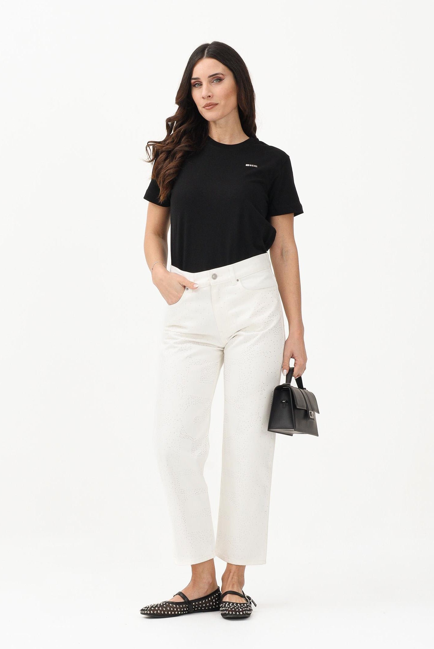 DIESEL Jeans in denim bianco per donna, ragazze e bambine con strass J00817KXBRP K141 DIESEL