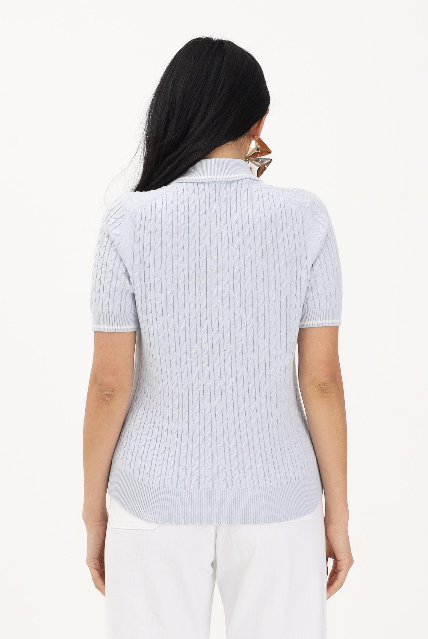 LACOSTE Polo a manica corta in maglia color polvere da donna AF0972 J2G LACOSTE