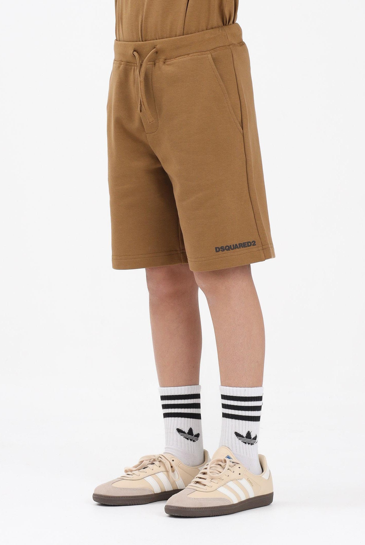 DSQUARED2 Shorts sportivo marrone per donna, ragazzi e bambini con stampa logo DQ2738D0094 DQ730 DSQUARED2