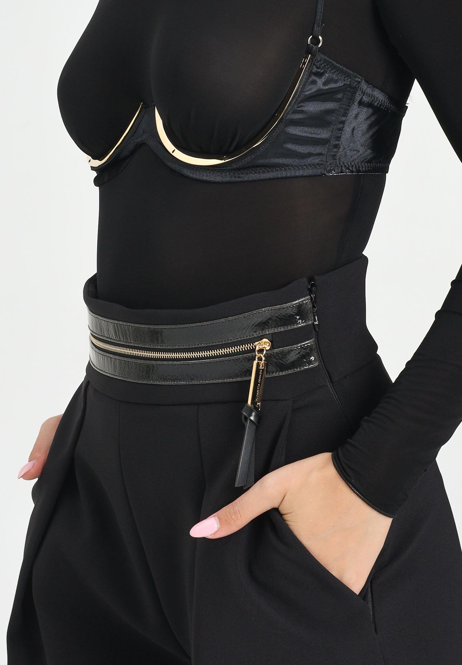 ELISABETTA FRANCHI Body nero da donna con dettaglio gioiello<BR/> BO01557E2 110 ELISABETTA FRANCHI