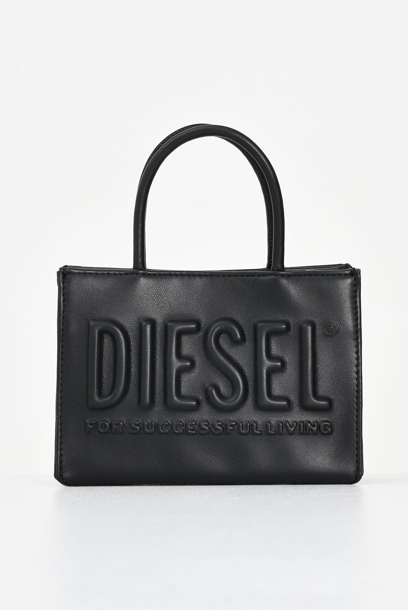 DIESEL Borsa a mano nera da donna con logo in rilievo J02529P8073 T8013 DIESEL