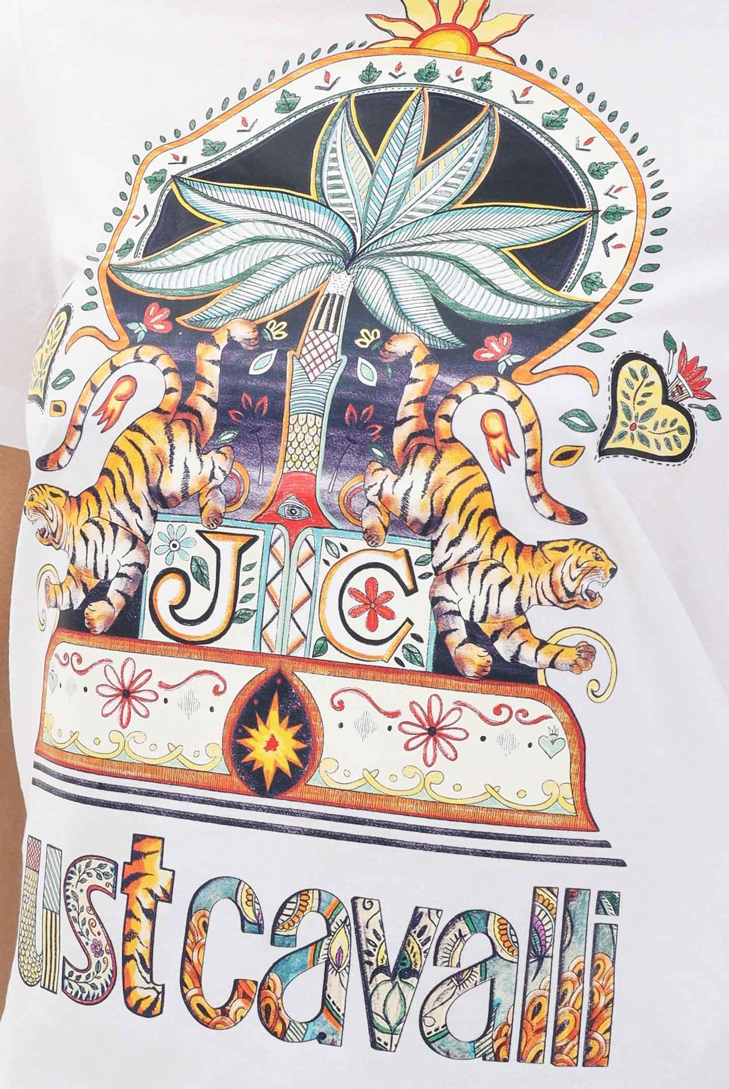 JUST CAVALLI T-shirt a manica corta bianca da donna con stampa 80PAHT24CJ500 003 JUST CAVALLI