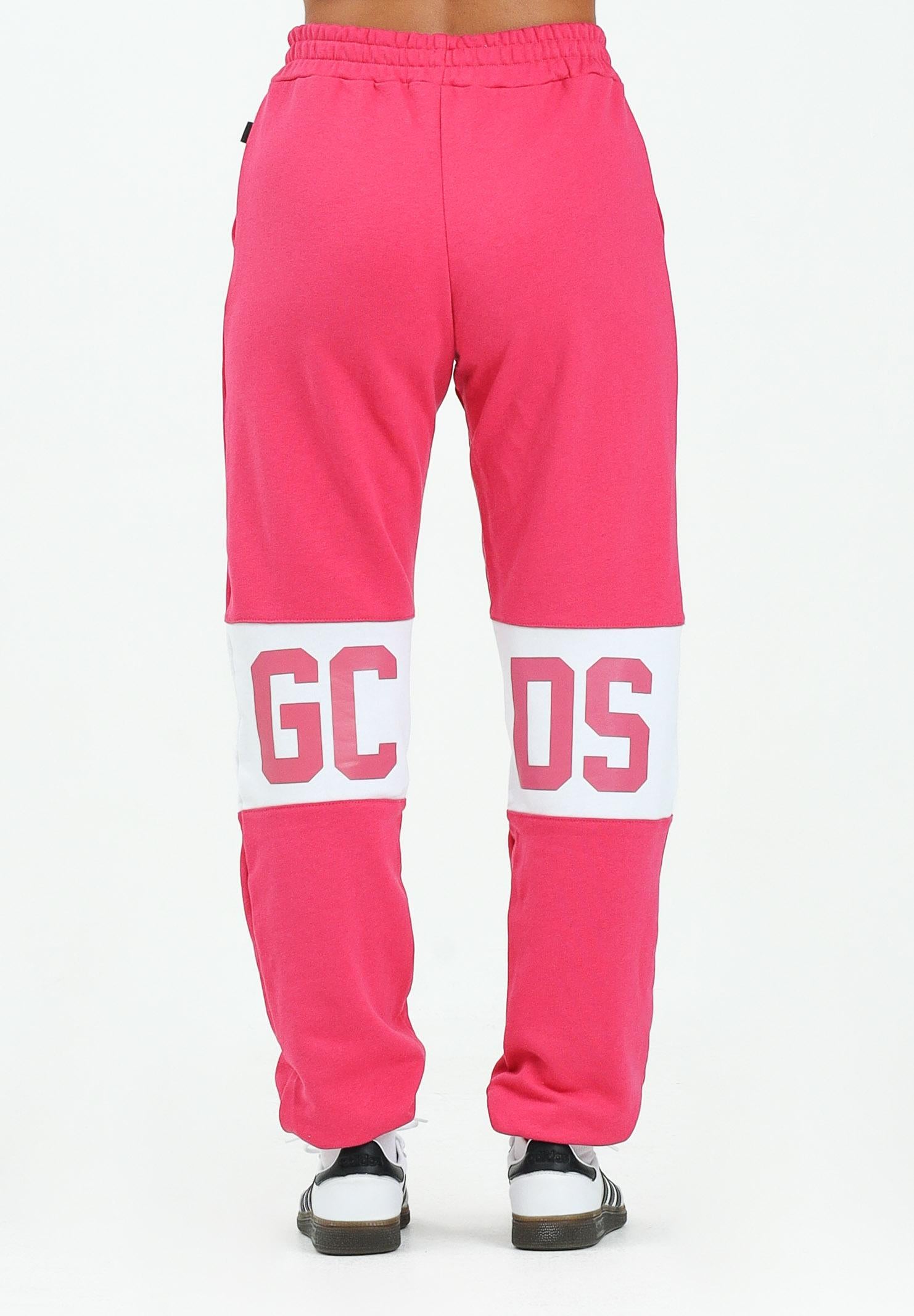 GCDS Pantalone sportivo fucsia per donna, ragazzi e bambini con banda a contrasto e logo B2JU3017BA2 59 GCDS