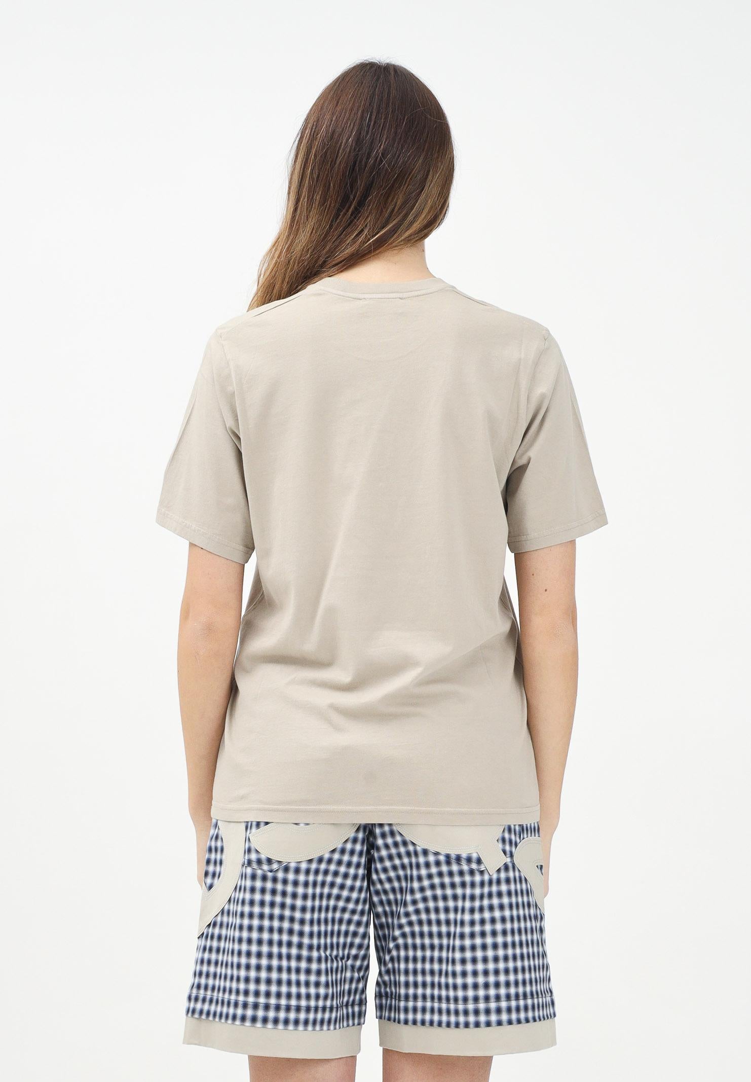 DSQUARED2 T-shirt a manica corta beige per donna, ragazzi e bambini con stampa logo su foglia d'acero DQ2743D0AC7 DQ717 DSQUARED2
