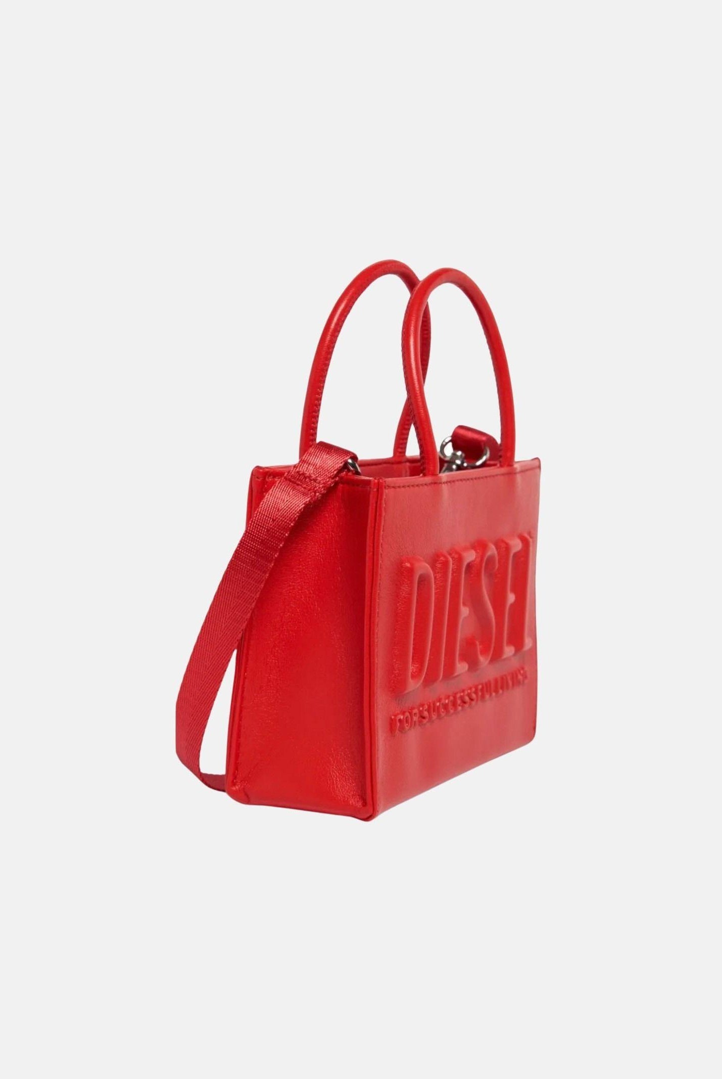 DIESEL Borsa a mano rossa da donna con logo in rilievo J02529P8073 T4346 DIESEL