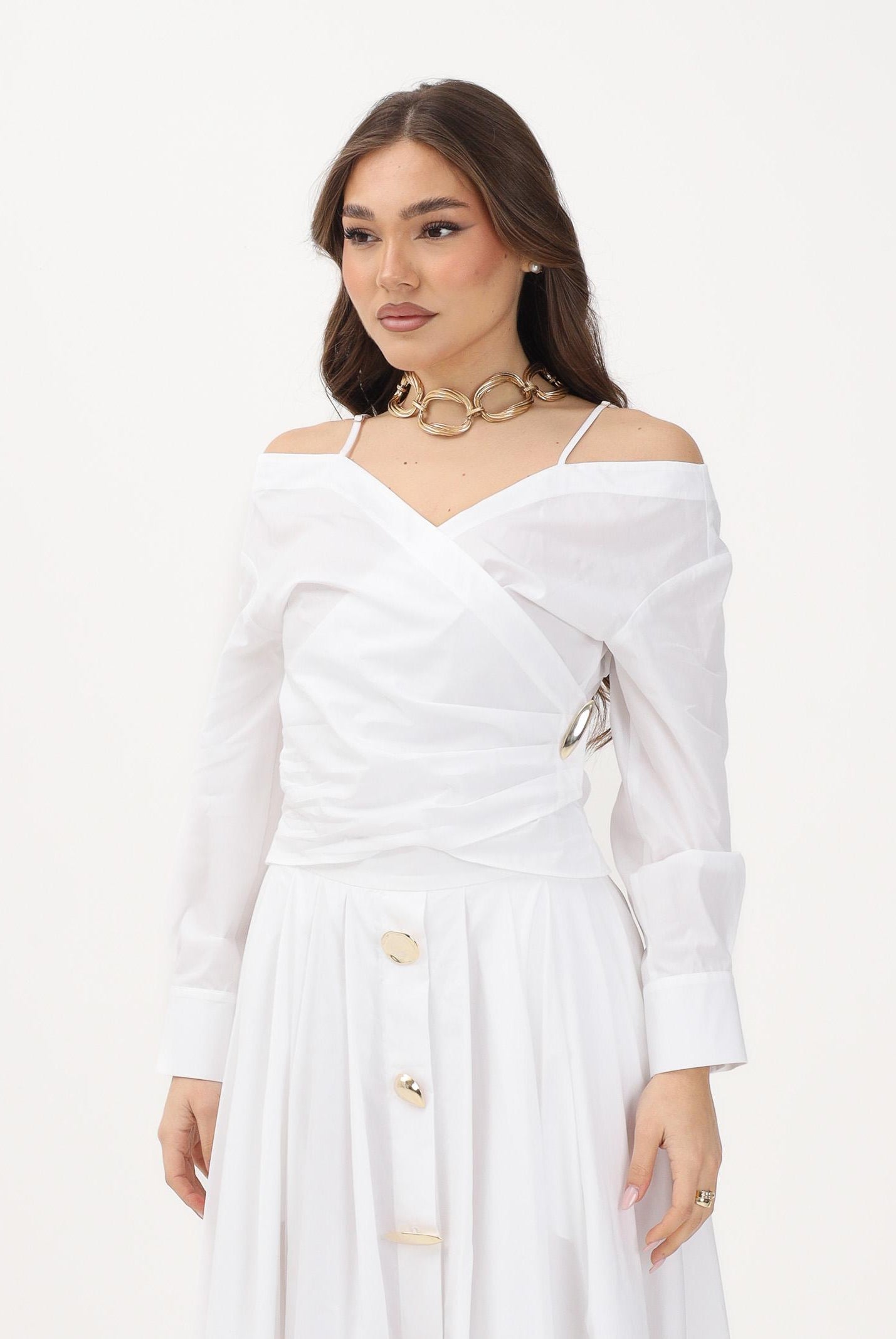 SIMONA CORSELLINI Blusa incrociata bianca da donna P26CPBLC0101 V0001 SIMONA CORSELLINI