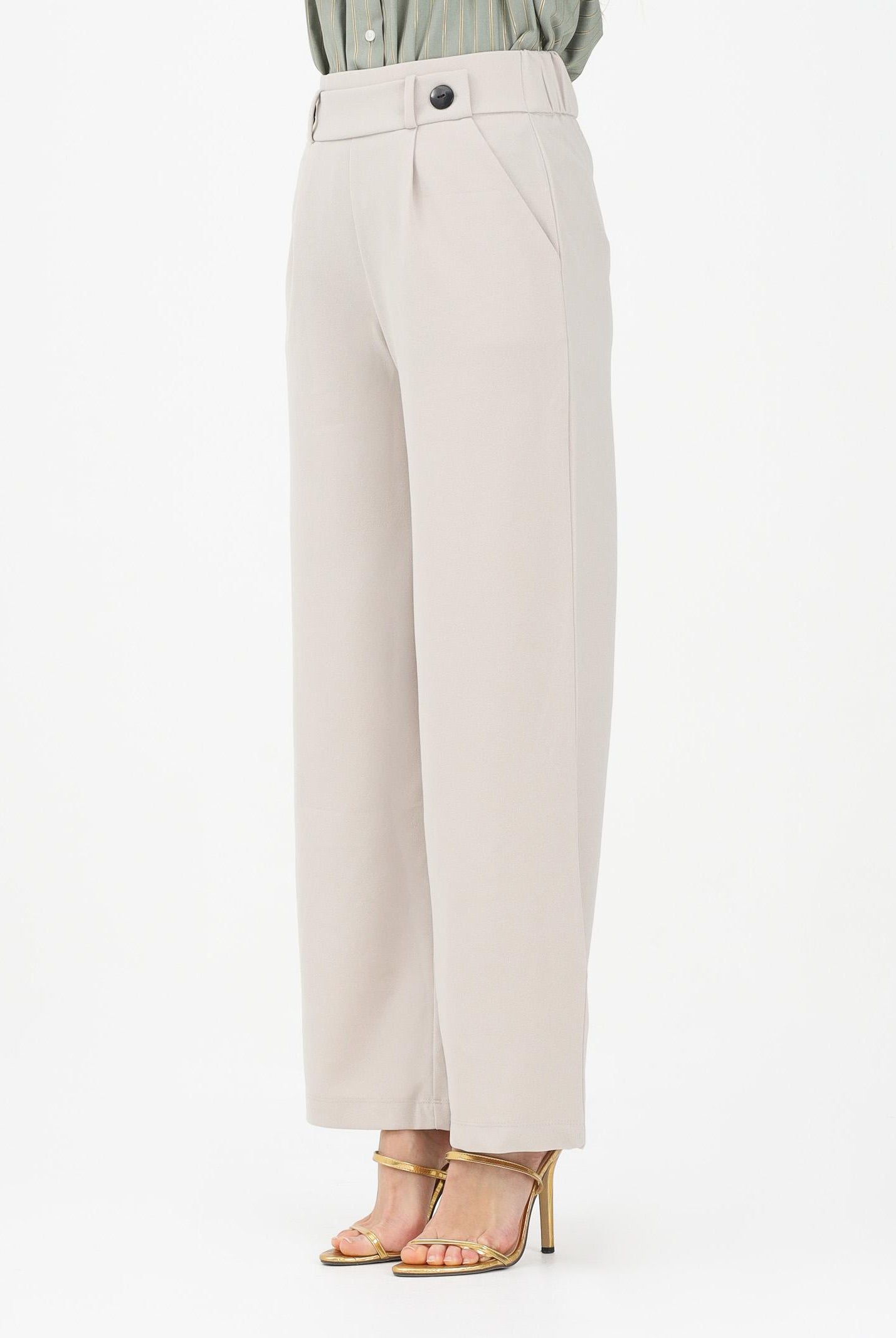 JDY Pantalone beige da donna a vita alta 15208430 CHGR JDY