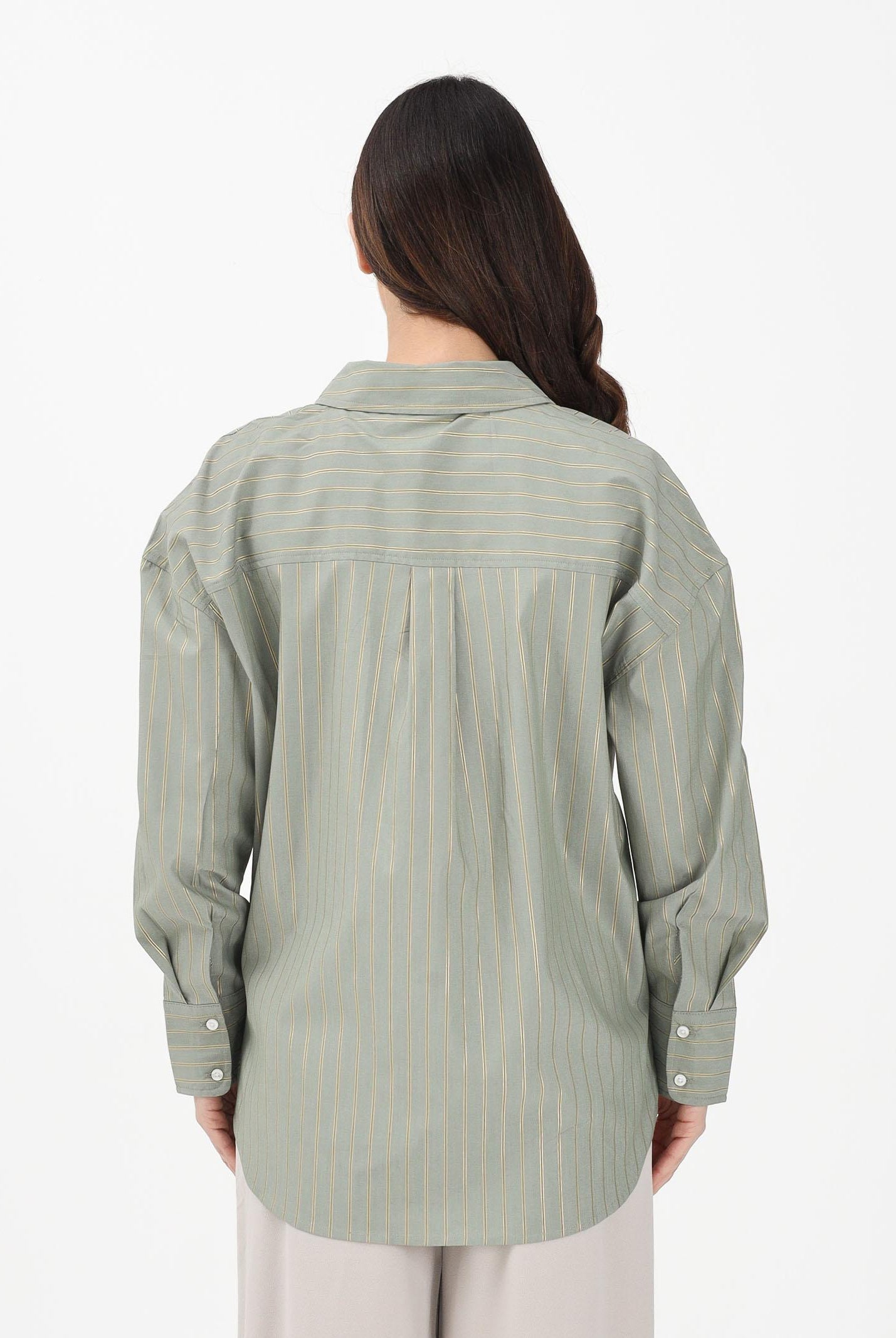 JDY Camicia a manica lunga verde da donna con sottili righe verticali 15359455 SE JDY