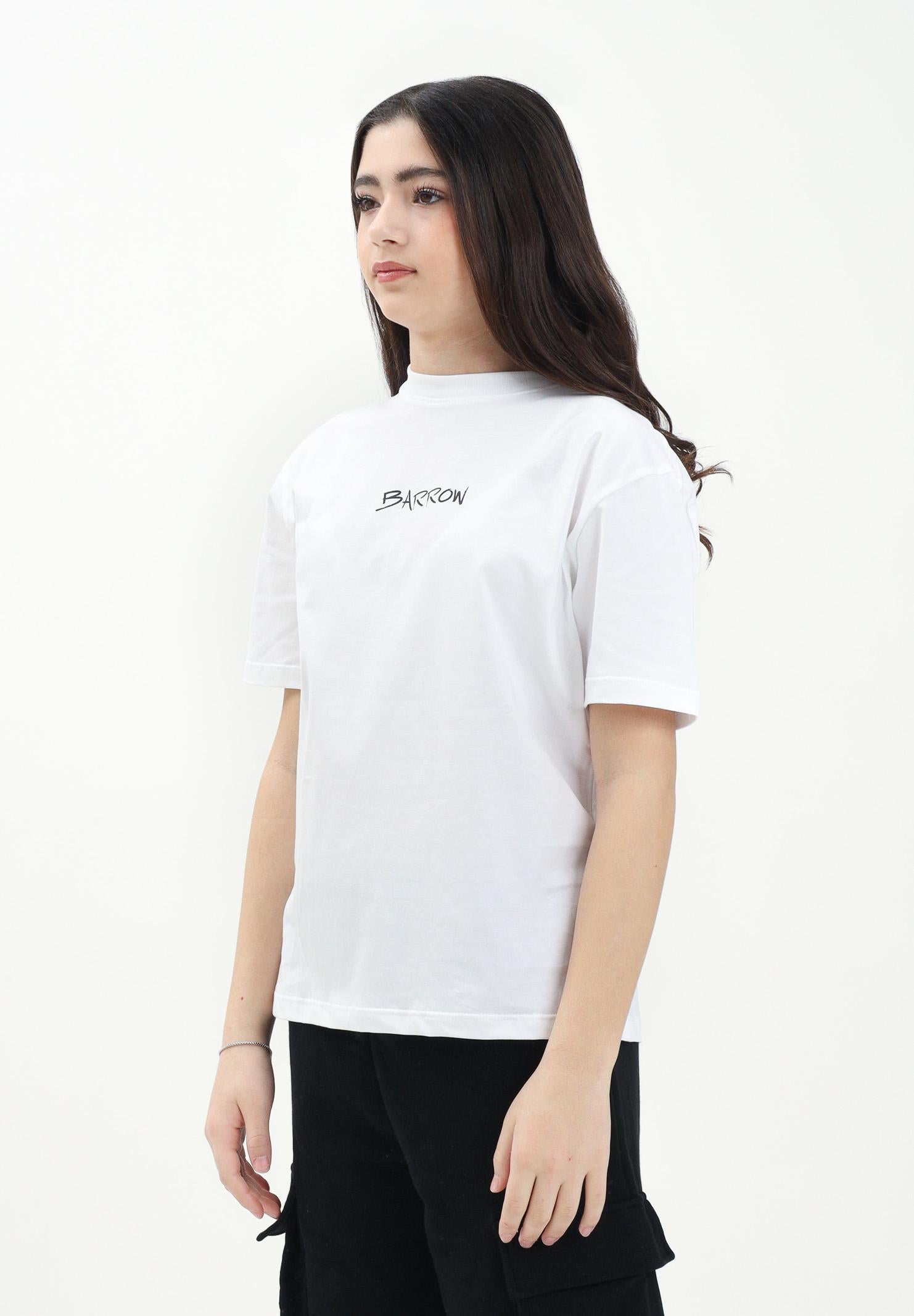 BARROW T-shirt a manica corta bianca per donna, ragazzi e bambini con stampa teddy sul retro S5BKJUTH072 002 BARROW