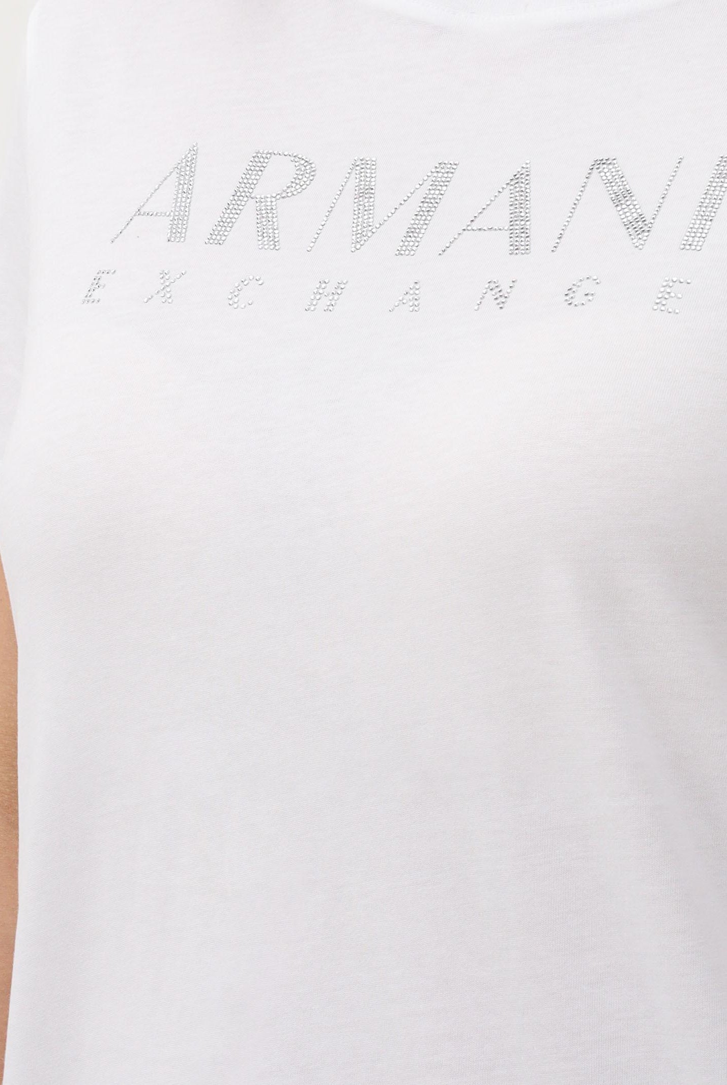 ARMANI EXCHANGE T-shirt a manica corta bianca da donna con logo in strass XW002294AF17172 U0002 ARMANI EXCHANGE