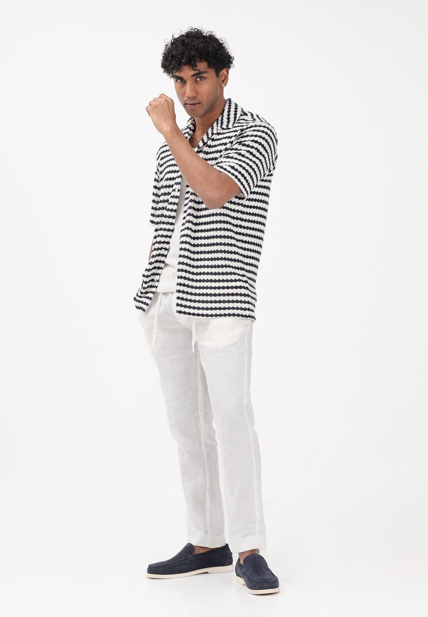 SELECTED HOMME Camicia a manica corta bianca e blu da uomo con motivo a righe 16100463 SKCA SELECTED HOMME