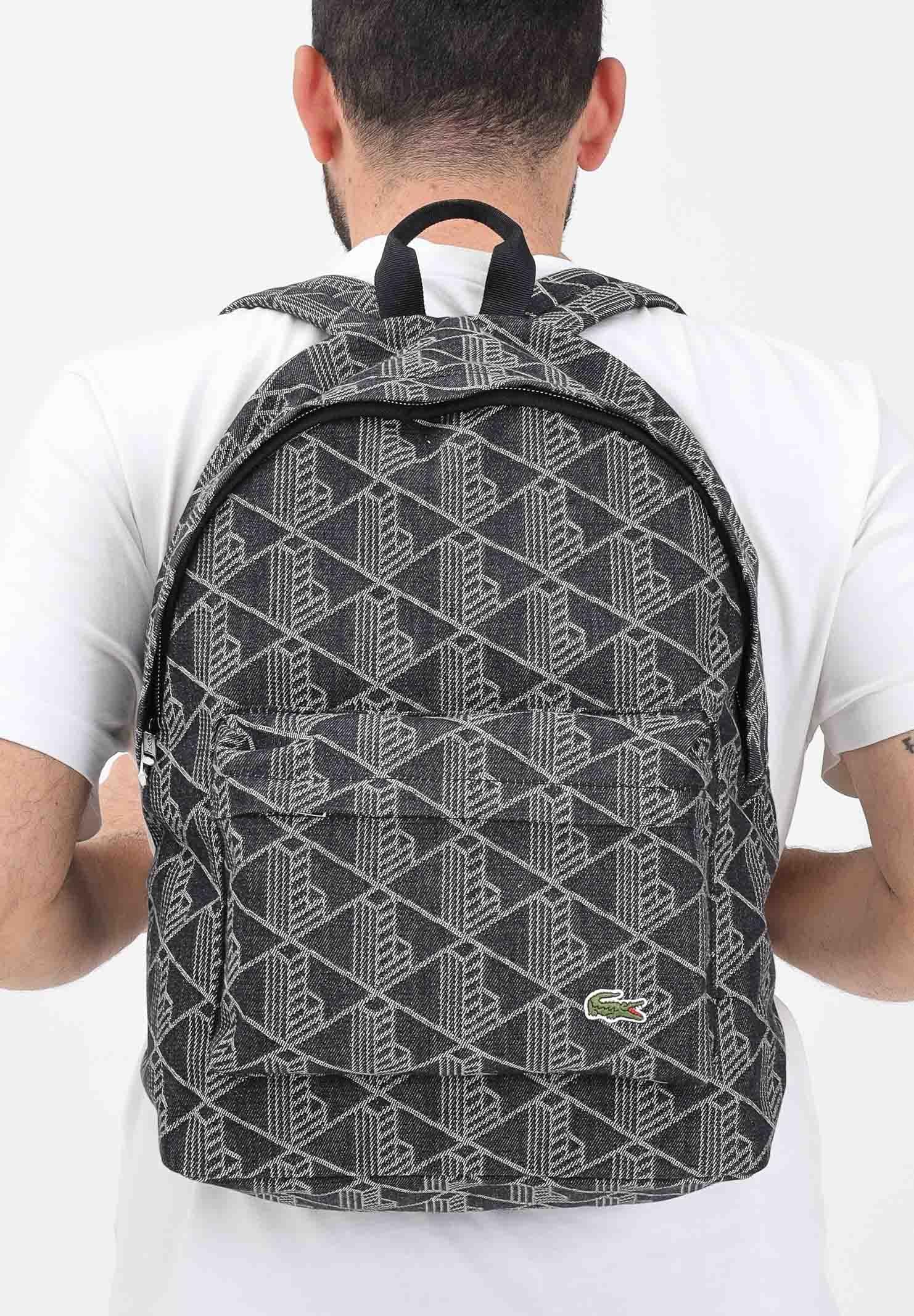 LACOSTE Zaino Neocroc Jacquard Motif nero per uomo e donna NU4871 R33 LACOSTE