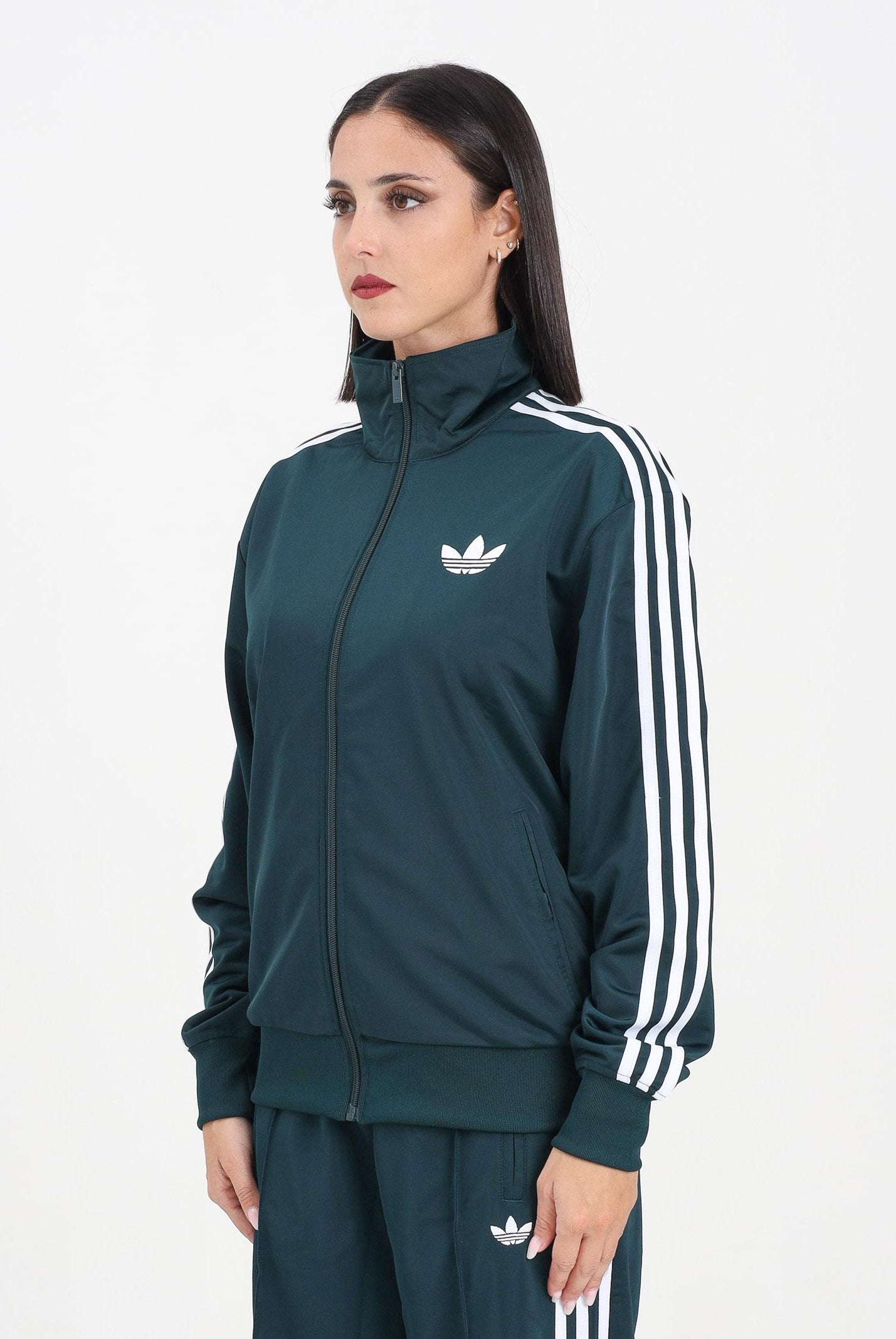 ADIDAS ORIGINALS Felpa con zip adicolor Classic Firebird Loose verde da donna KD2525 ADIDAS ORIGINALS
