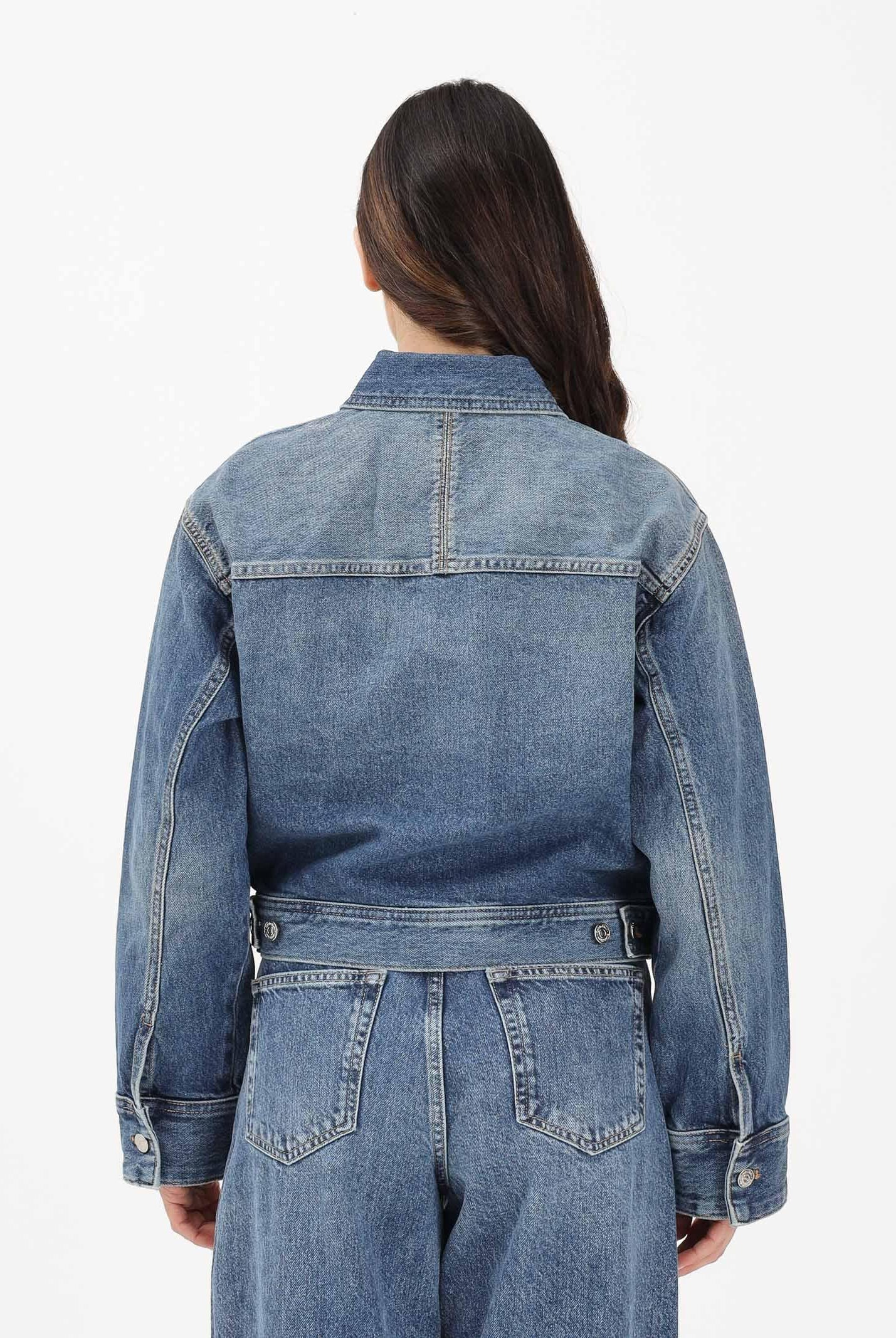 CALVIN KLEIN JEANS Giubbotto in denim medio da donna con logo LV047E906G3NL . CALVIN KLEIN JEANS