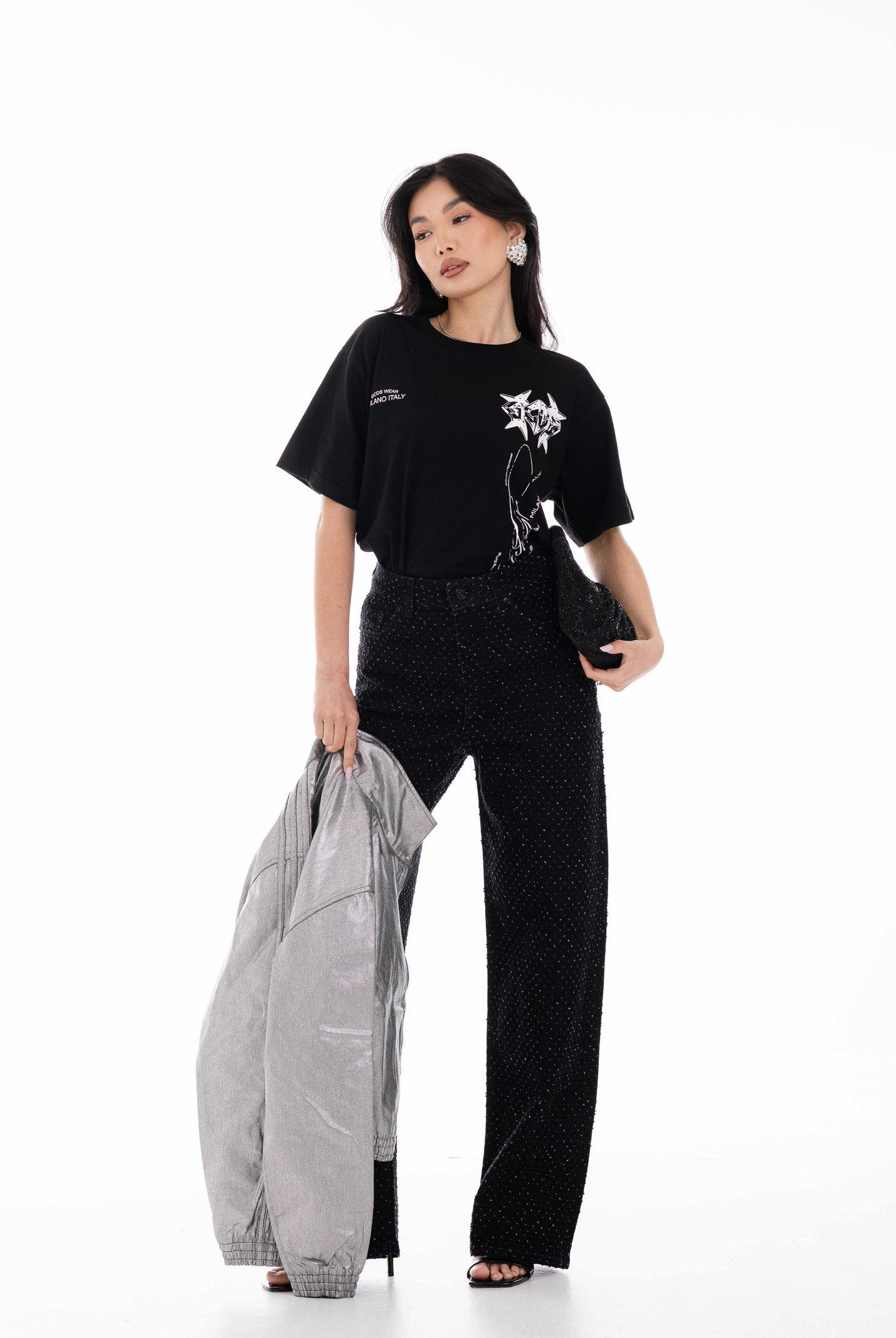 ARMANI EXCHANGE Jeans in denim nero da donna con micro strass XW000100AF18855 MC329 ARMANI EXCHANGE