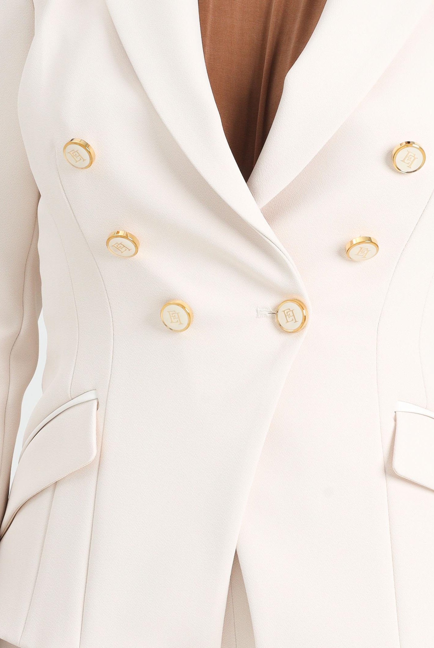 ELISABETTA FRANCHI Giacca doppiopetto latte da donna in doppio crêpe<BR/> GI17456E2 DZ9 ELISABETTA FRANCHI