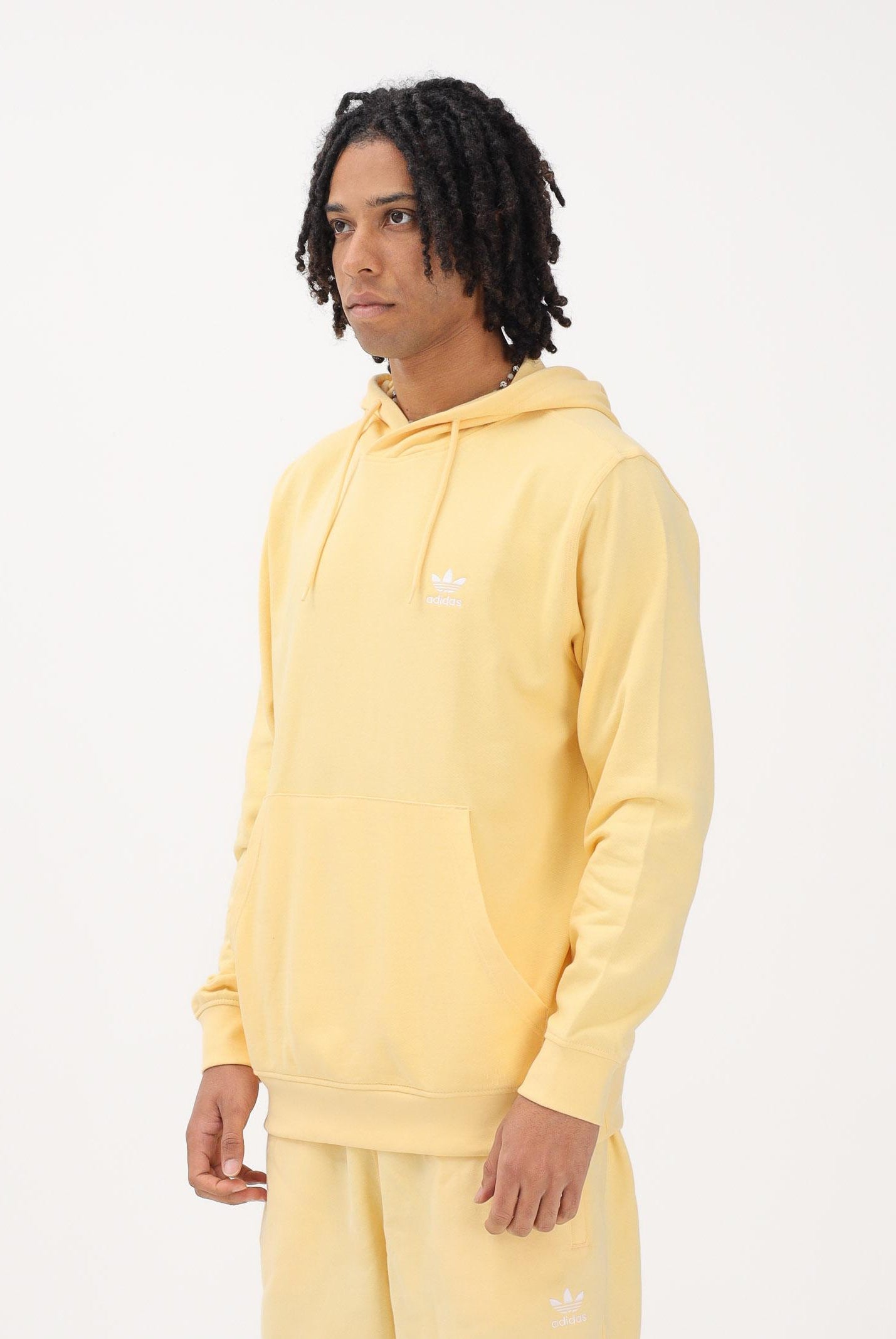 ADIDAS ORIGINALS Felpa con cappuccio Trefoil Essentials Loose gialla da uomo KE1158 . ADIDAS ORIGINALS