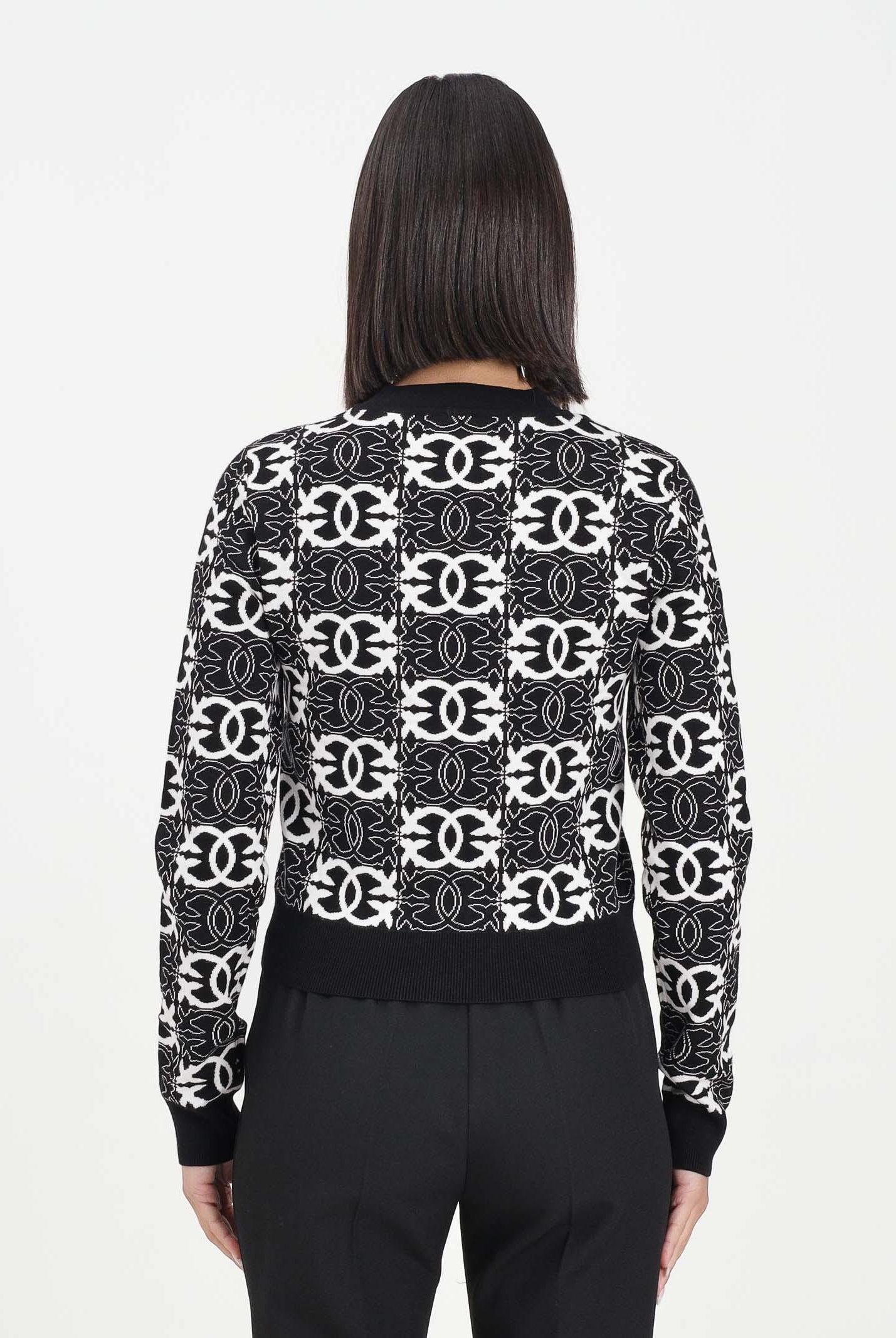 PINKO Maglioncino girocollo nero da donna con logo Love Birds 106041A2YD ZZ2 PINKO