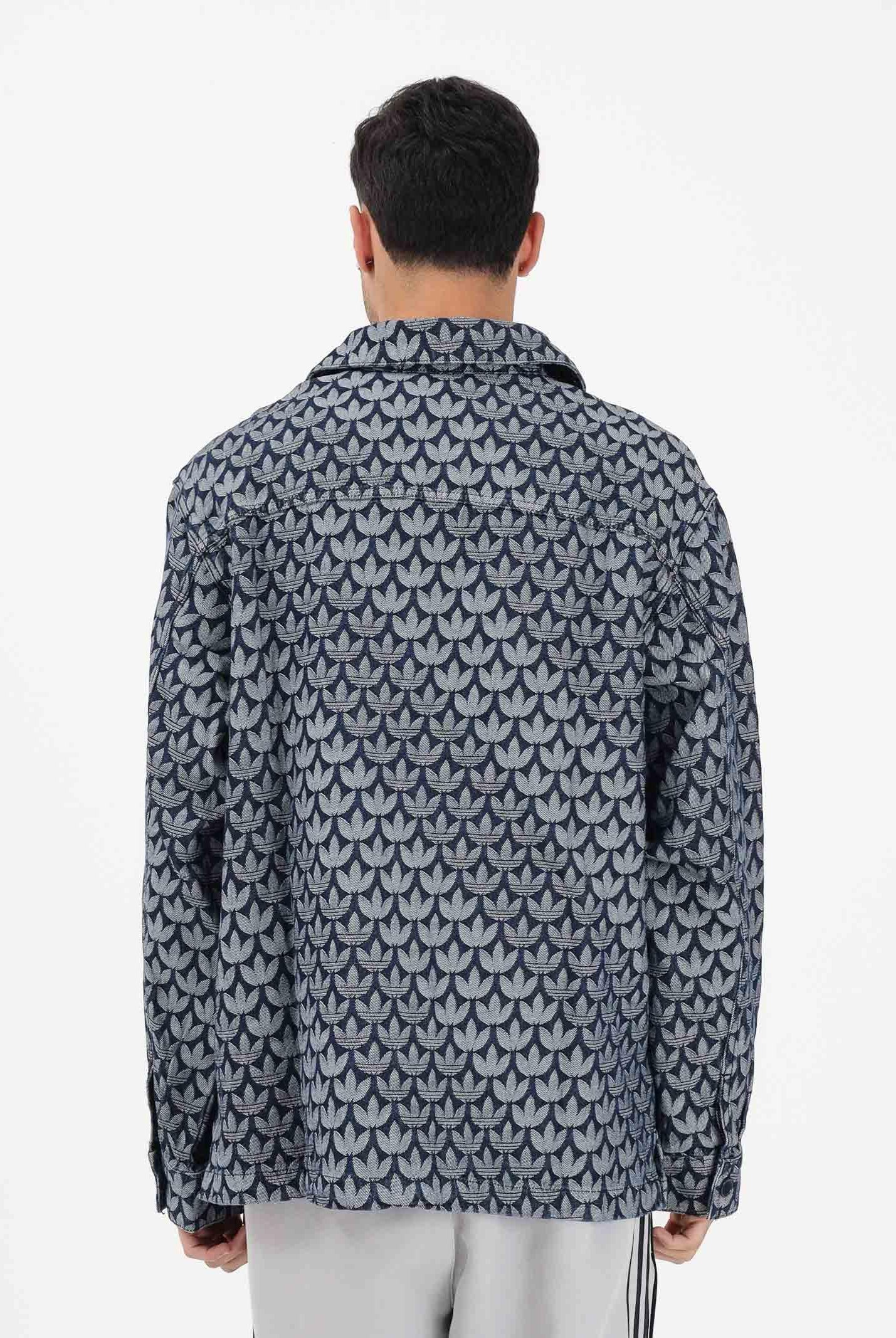 ADIDAS ORIGINALS Camicia a manica lunga in denim blu da uomo con motivo monogramma KD0397 . ADIDAS ORIGINALS