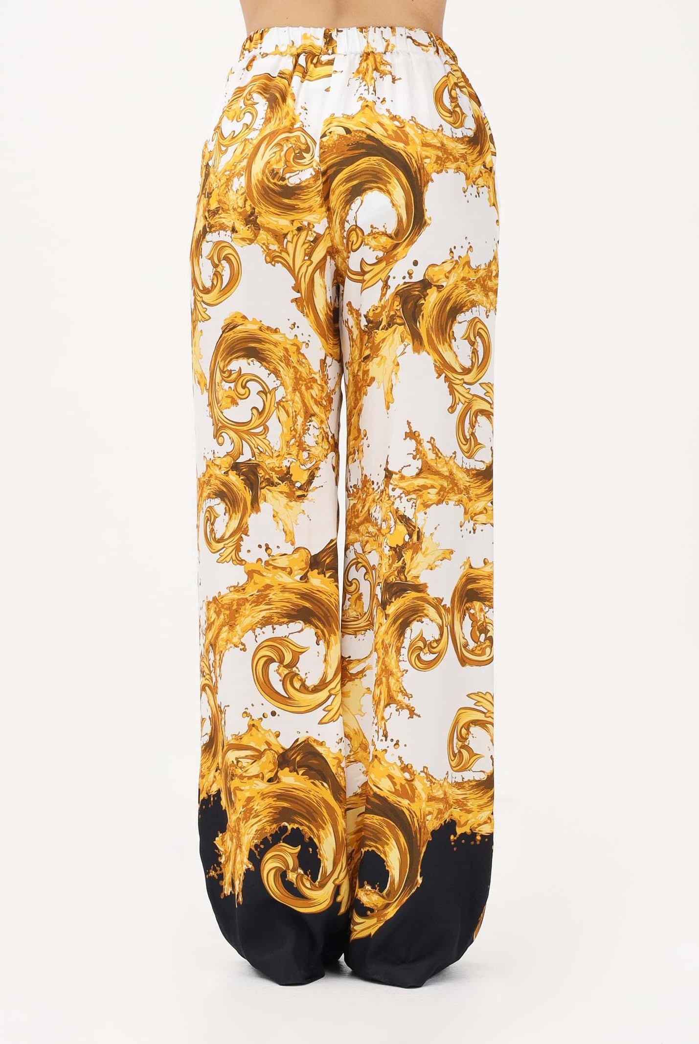 VERSACE JEANS COUTURE Pantalone bianco e nero da donna con stampa Wave Couture 80HAA1P2NS833 GL1 VERSACE JEANS COUTURE