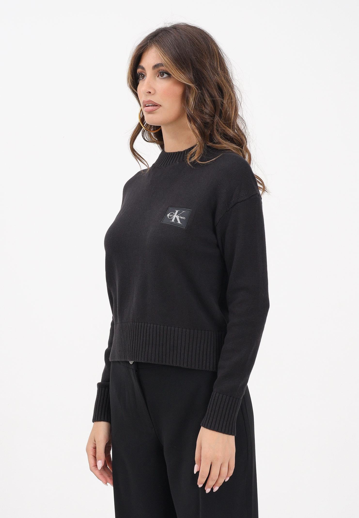 CALVIN KLEIN JEANS Maglioncino girocollo nero da donna con logo LV047D351GUB1 CALVIN KLEIN JEANS