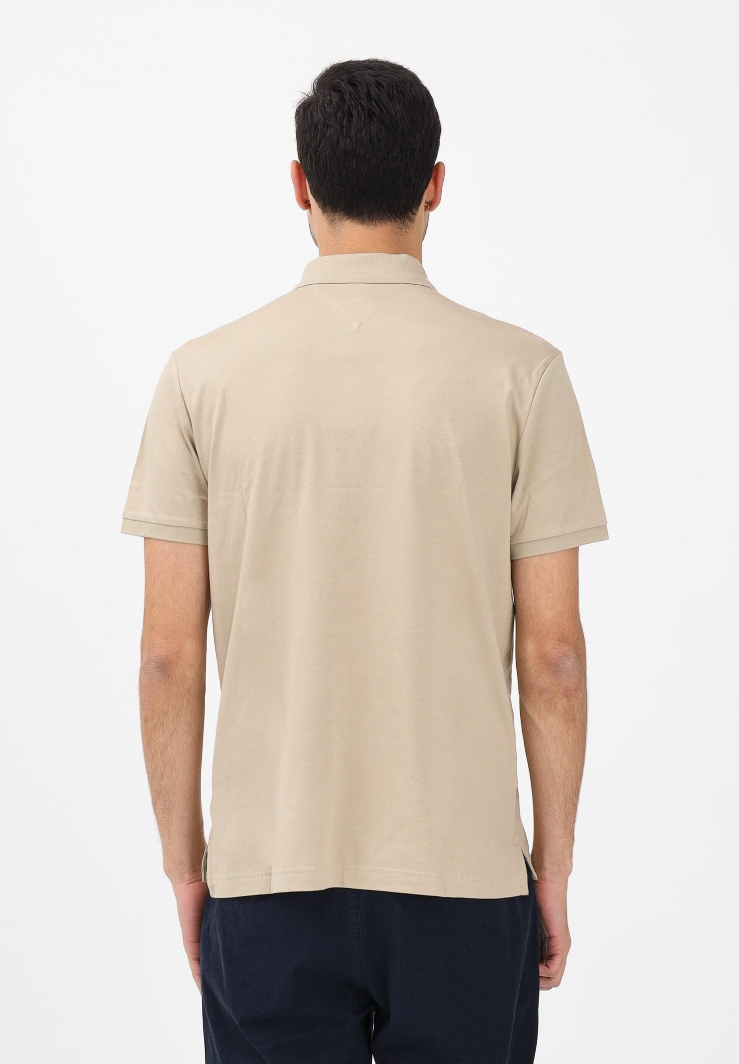 TOMMY HILFIGER Polo a manica corta beige da uomo con logo MW0MW39994 RBT TOMMY HILFIGER