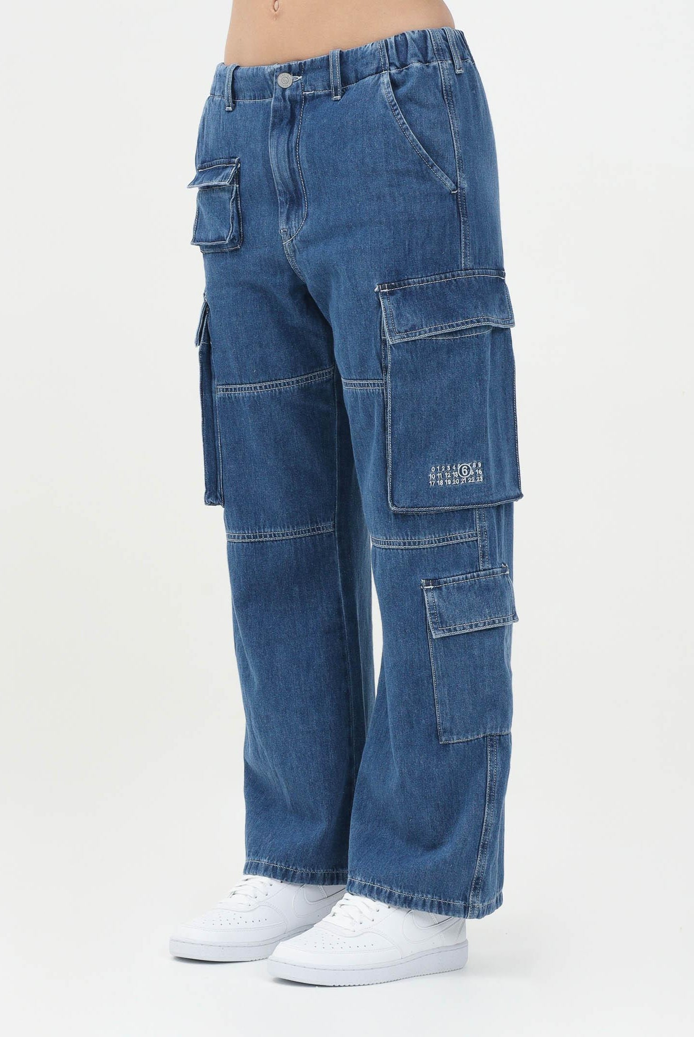 MAISON MARGIELA Jeans cargo in denim blu medio chiaro per donne, ragazze e bambine M60793MM04S M601 MAISON MARGIELA