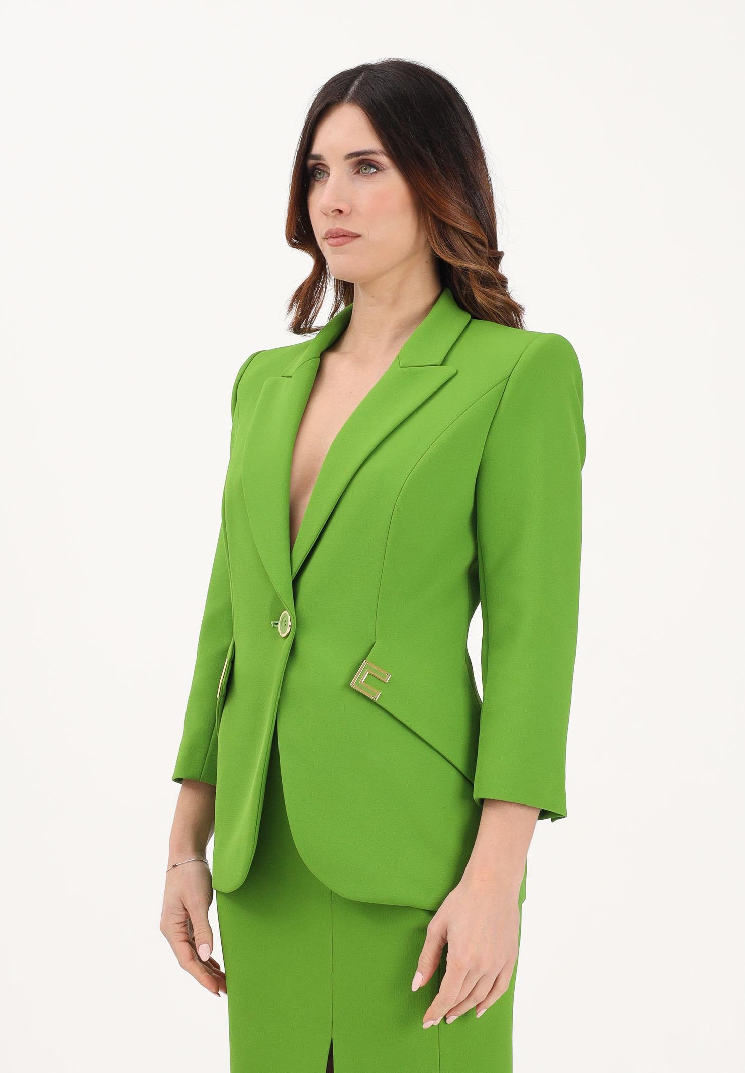 ELISABETTA FRANCHI Giacca monopetto verde da donna con dettagli logo GI21561E2 EV3 ELISABETTA FRANCHI