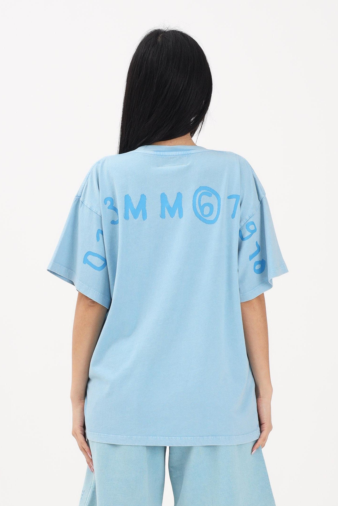 MAISON MARGIELA T-shirt a manica corta azzurra per donna, ragazzi e bambini con stampa M60985MM07Q M6809 MAISON MARGIELA