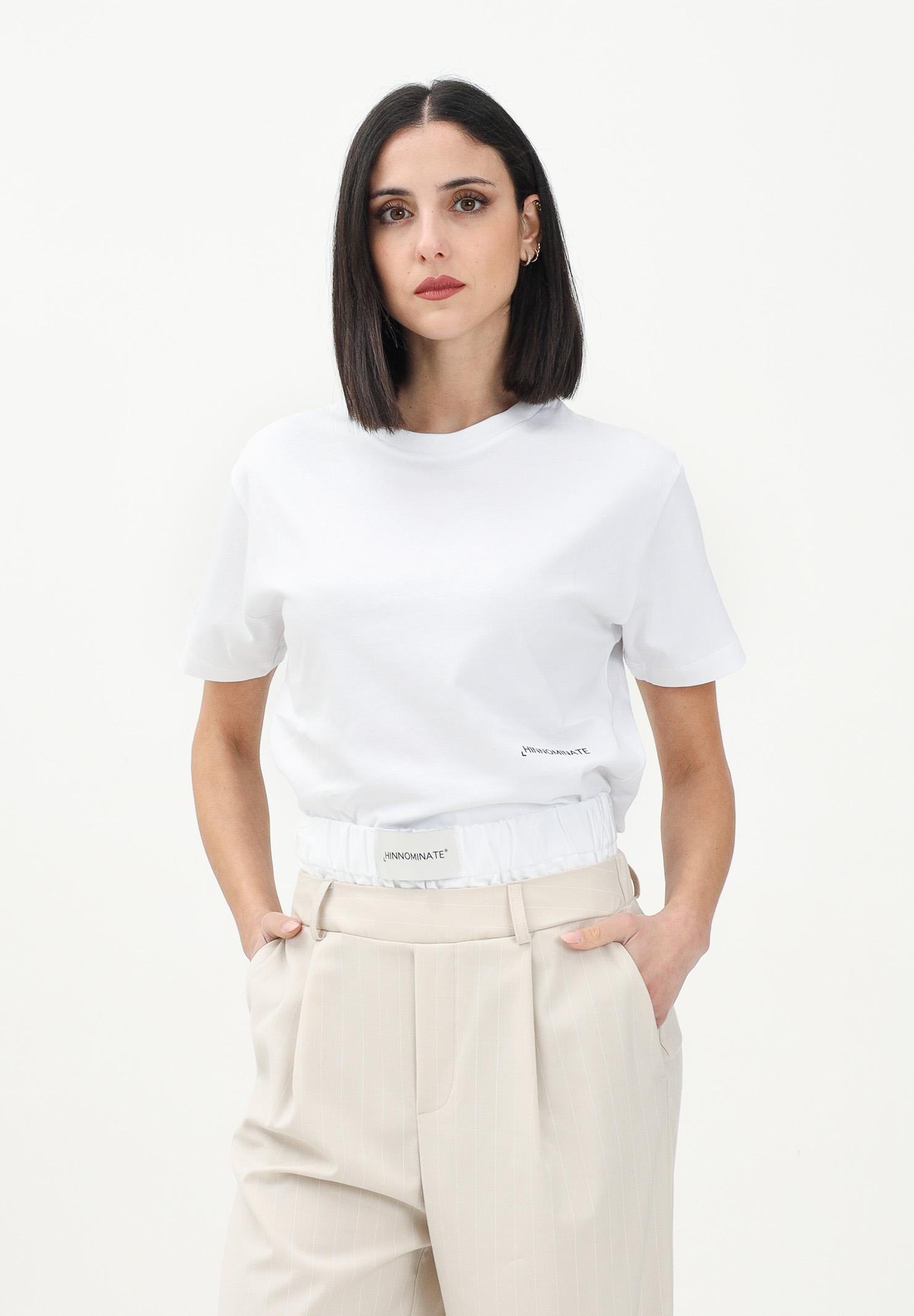 HINNOMINATE T-shirt a manica corta bianca da donna con stampa logo HMABW01406 BI01 HINNOMINATE