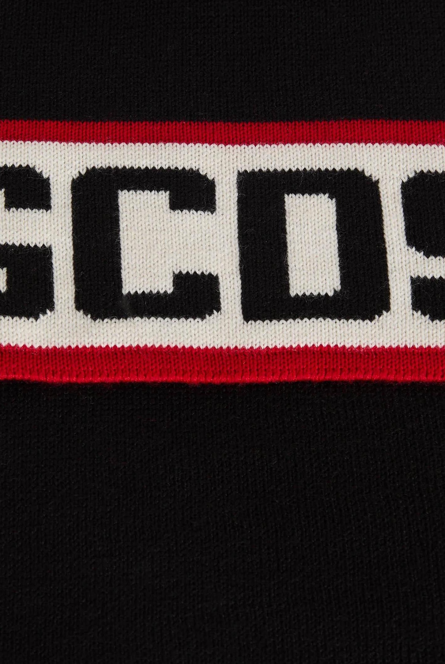 GCDS sciarpa nera per uomo o donna con banda centrale e logo a contrasto B2CU5901K19 99 GCDS