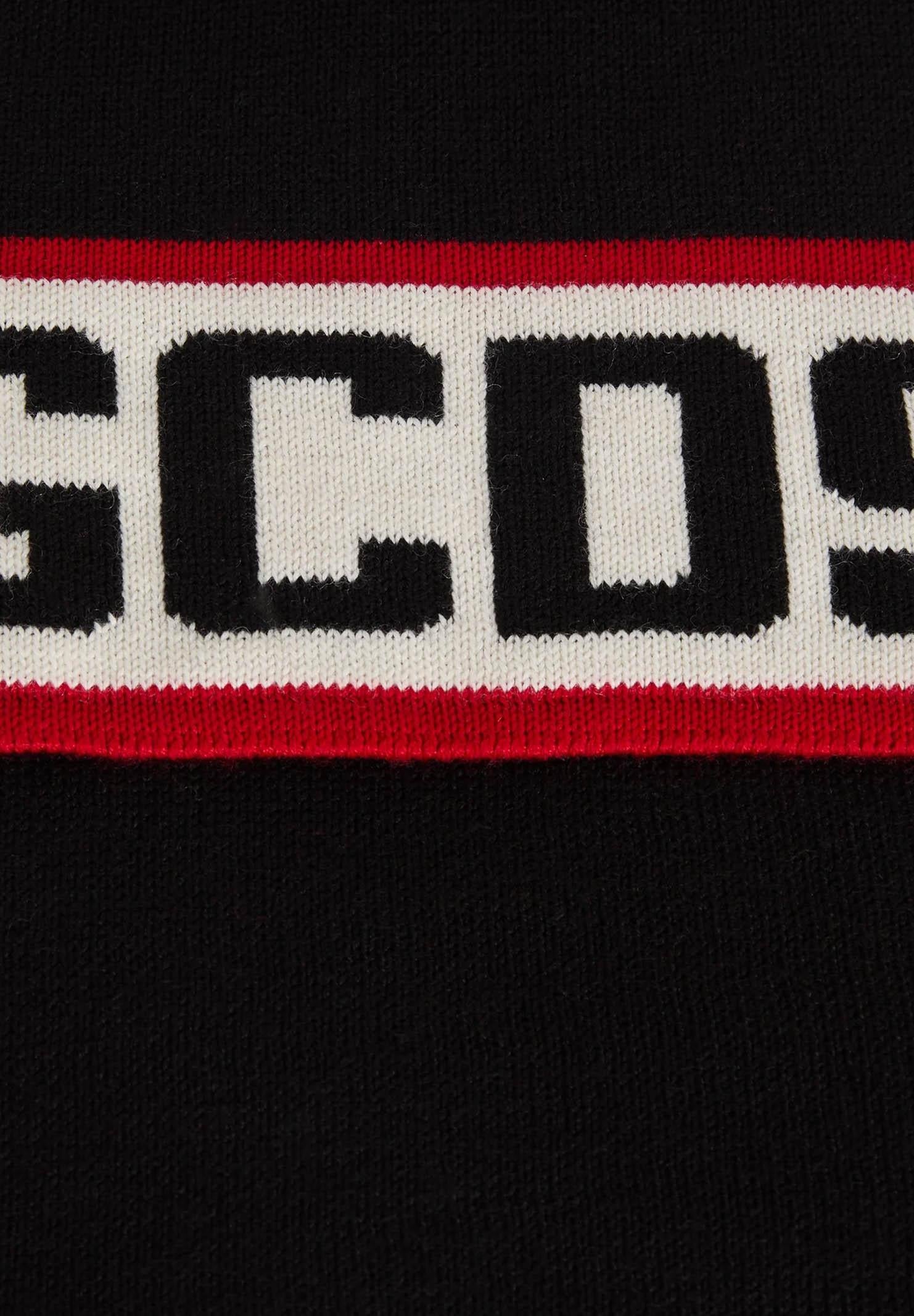 GCDS sciarpa nera per uomo o donna con banda centrale e logo a contrasto B2CU5901K19 99 GCDS